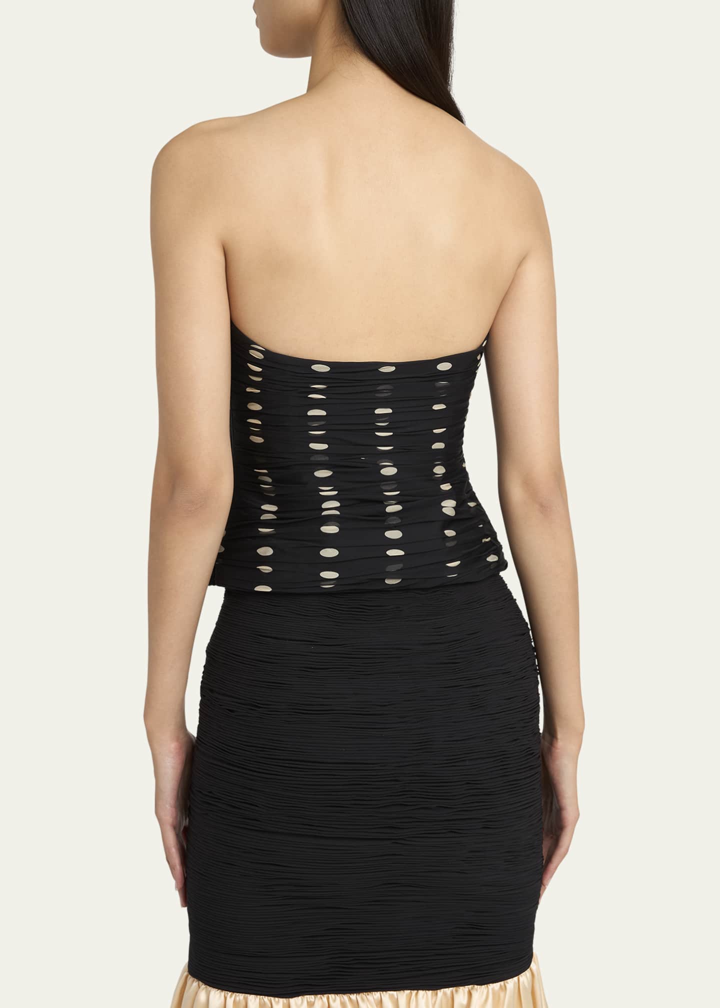 Valentino Garavani Strapless Polka Dot Ruched Bustier Image 3 of 5