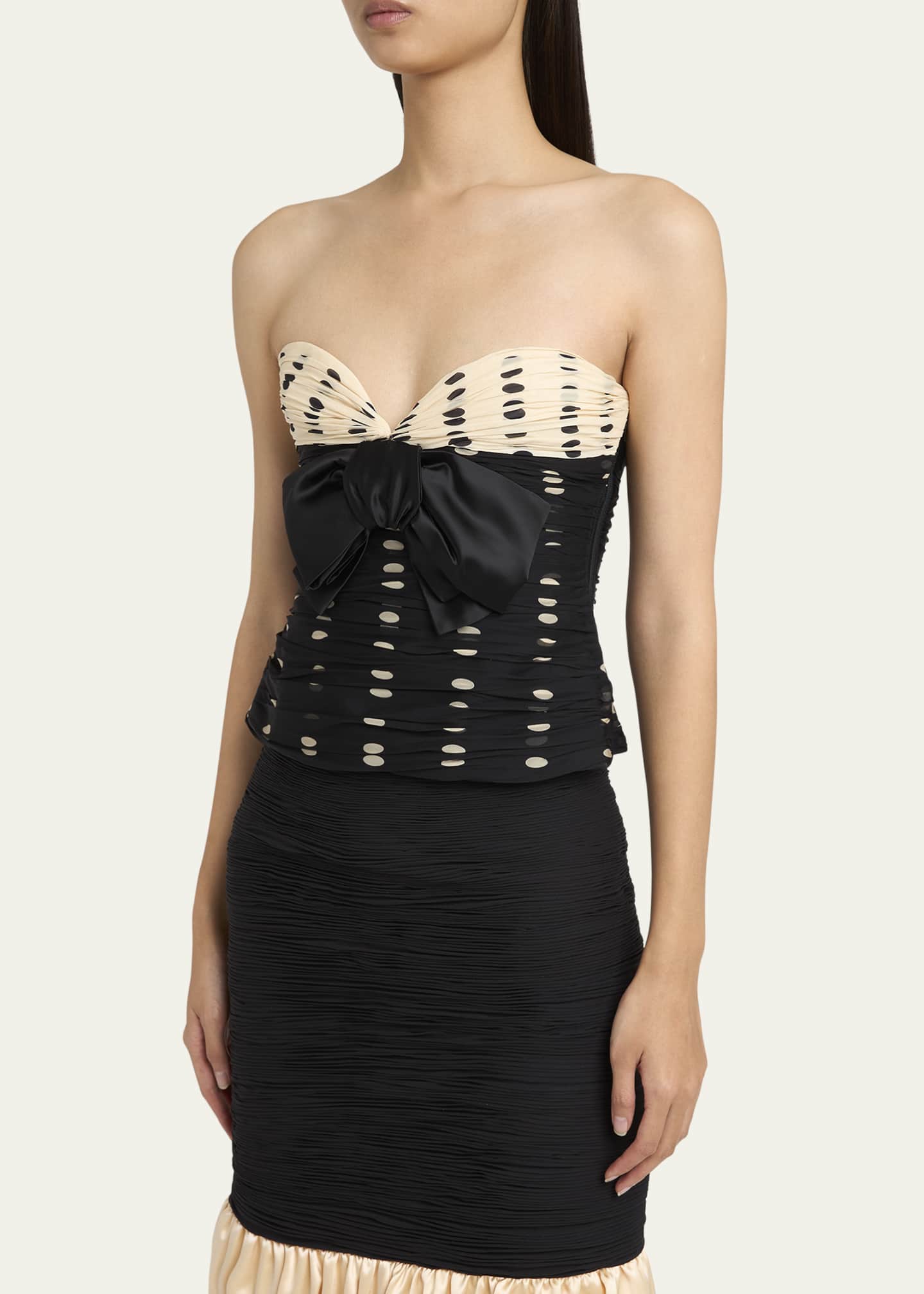 Valentino Garavani Strapless Polka Dot Ruched Bustier Image 4 of 5
