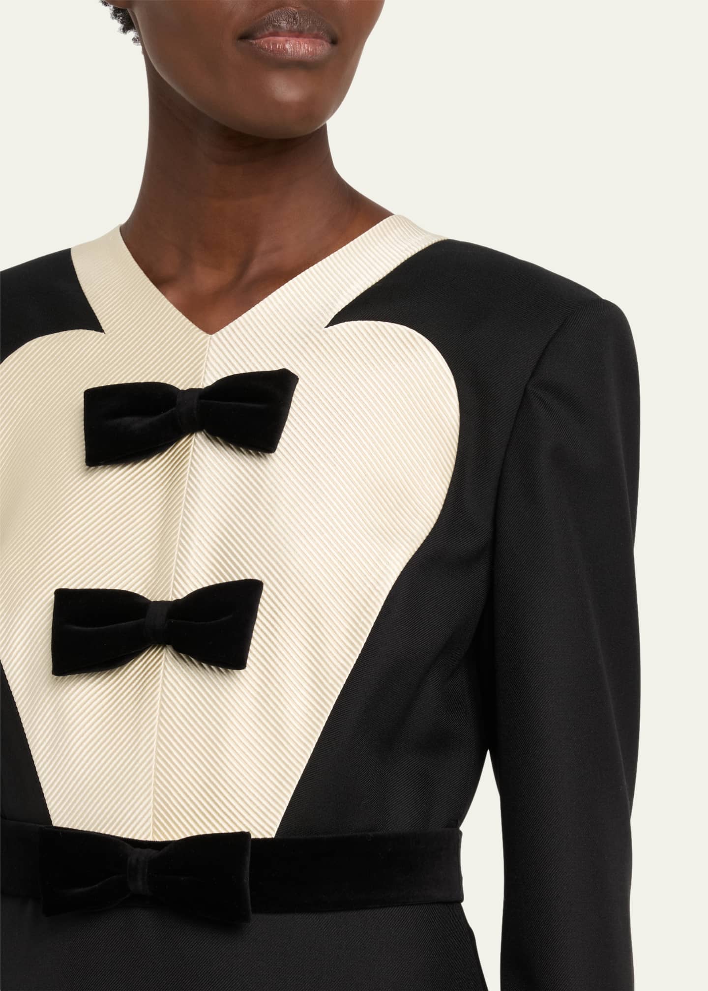 Valentino Garavani Bow Tuxedo Ruffle Midi Dress Image 5 of 5