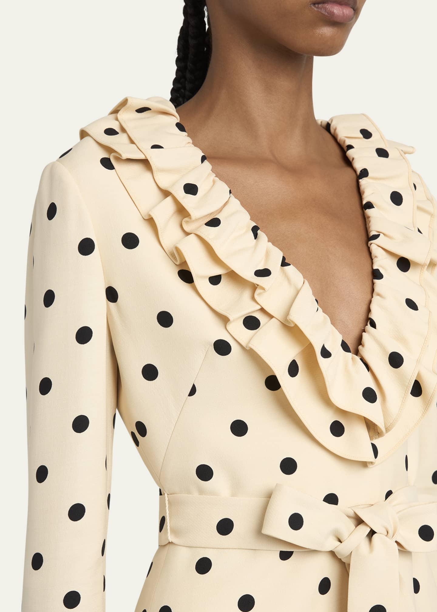 Valentino Garavani Ruffle Polka Dot Belted Mini Dress Image 5 of 5