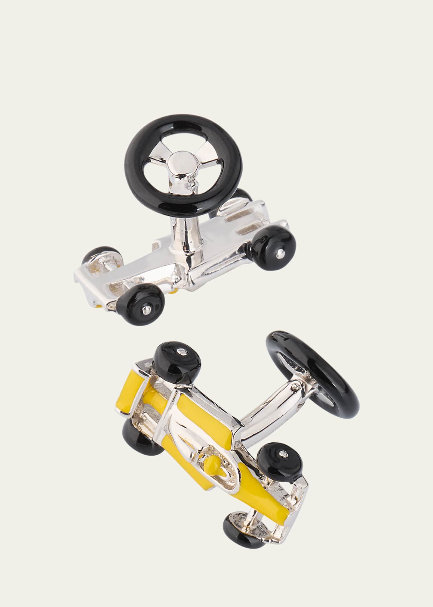 Jan Leslie Men's Sterling Silver Enamel Race Car Cufflinks Image 4 of 4