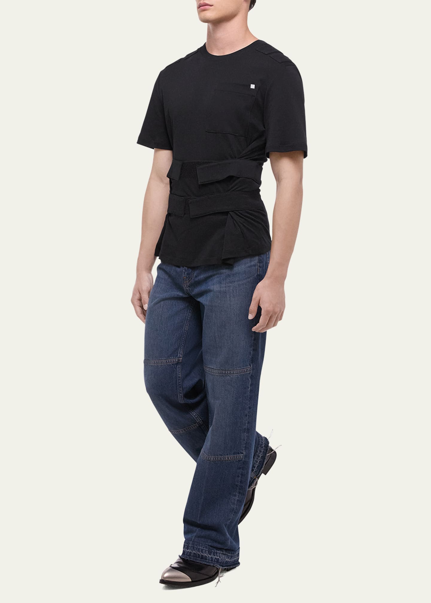 Helmut Lang Men's Armor Grip-Strap Crewneck T-Shirt Image 2 of 5