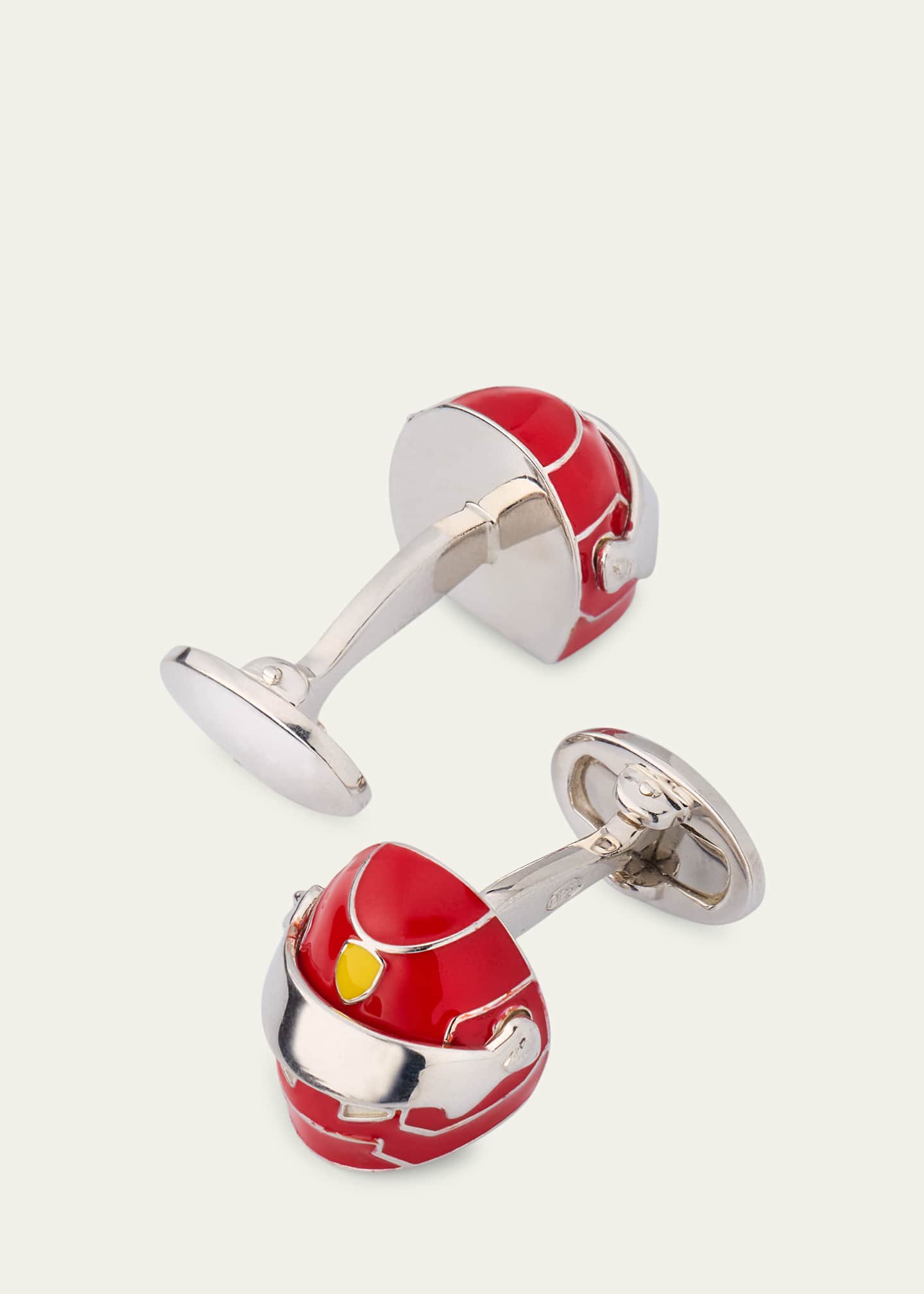 Jan Leslie Men's Race Car Helmet Enamel and Sterling Silver Cufflinks Image 3 of 3
