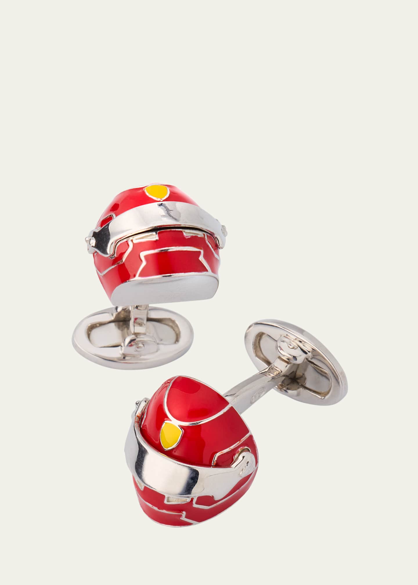 Jan Leslie Men's Race Car Helmet Enamel and Sterling Silver Cufflinks Image 1 of 3