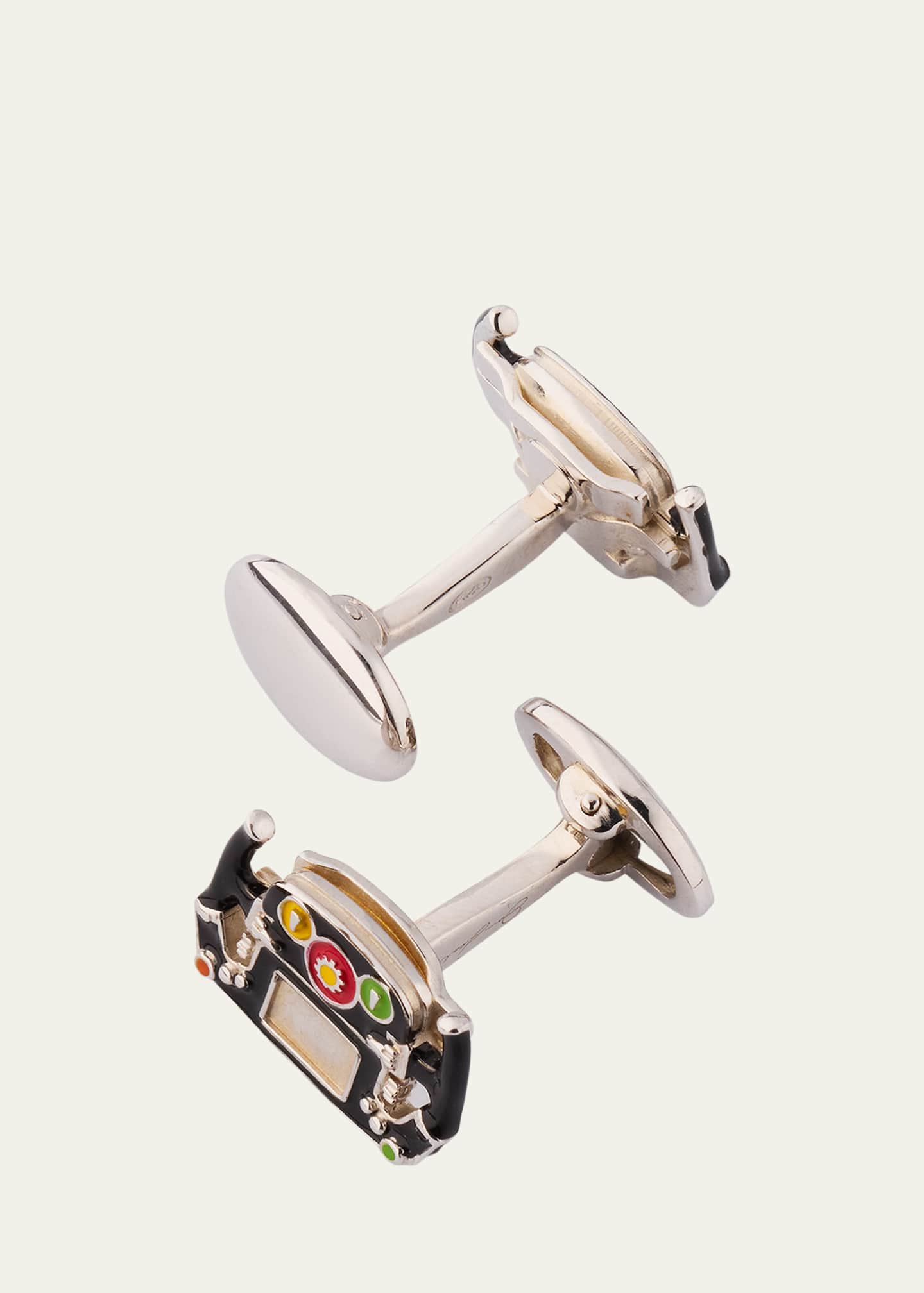 Jan Leslie Men's Race Car Dashboard Enamel and Sterling Silver Cufflinks Image 4 of 4