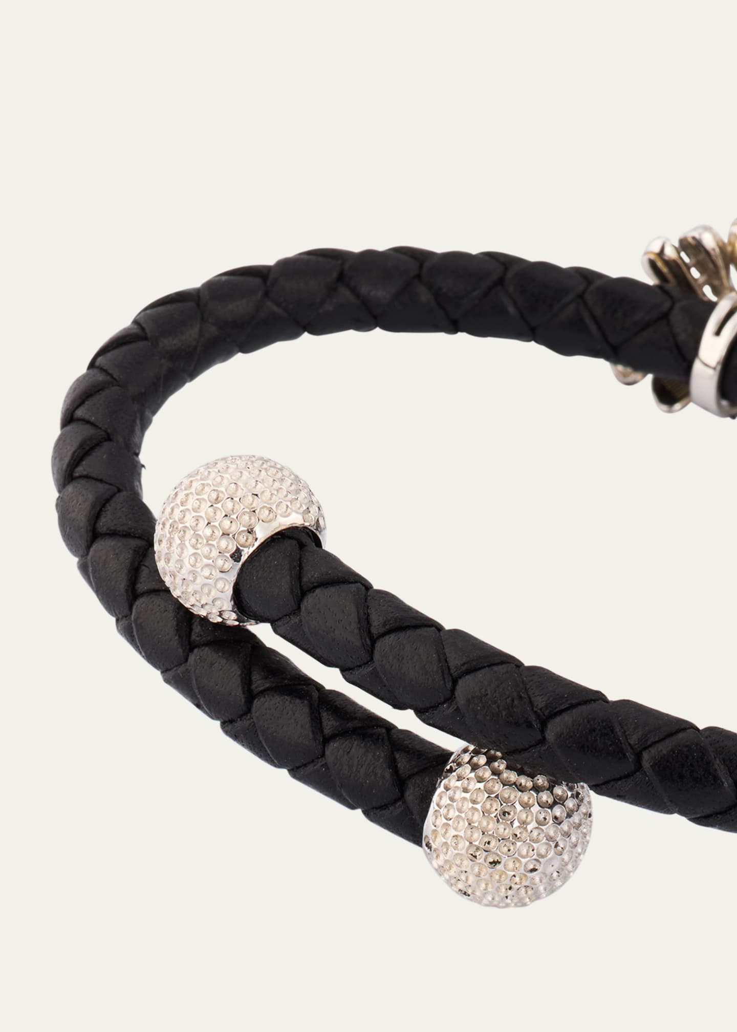 Jan Leslie Men's Braided Leather Bracelet with Enamel Golf Bag Image 4 of 4
