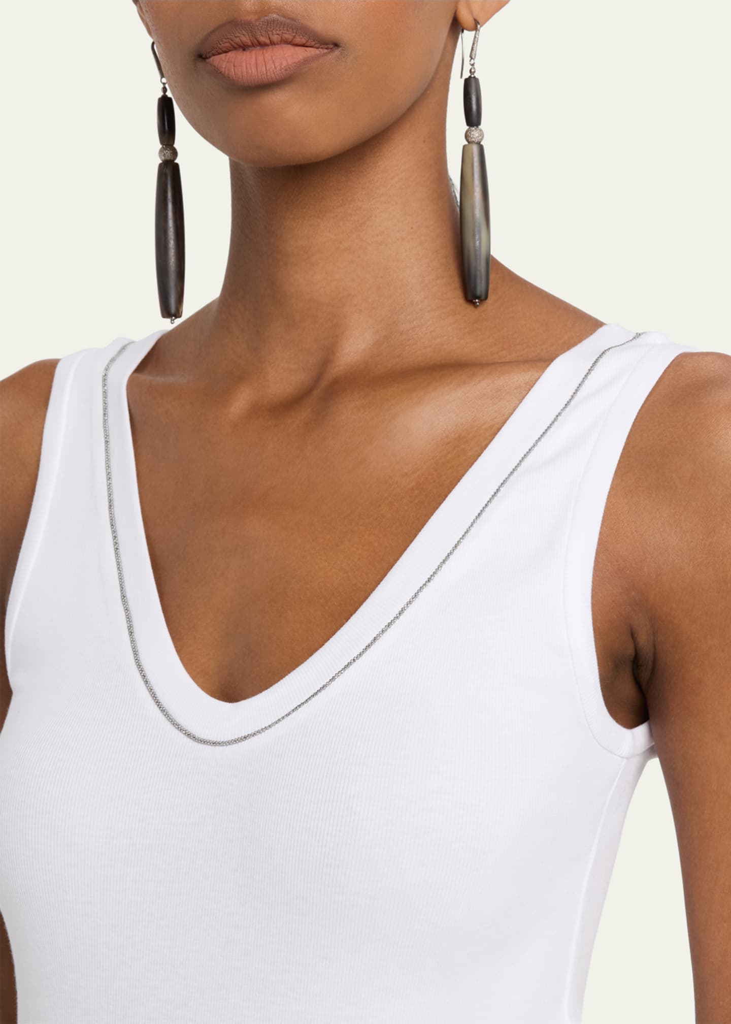 Brunello Cucinelli Monili Scoop-Neck Flat Cotton Rib Tank Top Image 5 of 5