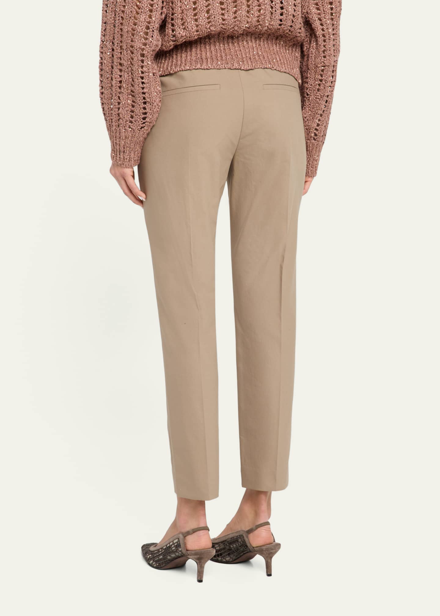 Brunello Cucinelli Cotton Slim-Leg Ankle Pull-On Pants Image 3 of 5
