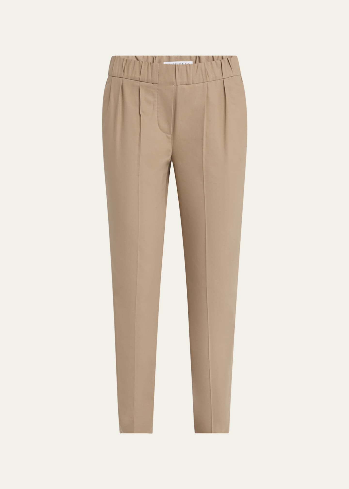 Brunello Cucinelli Cotton Slim-Leg Ankle Pull-On Pants Image 1 of 5