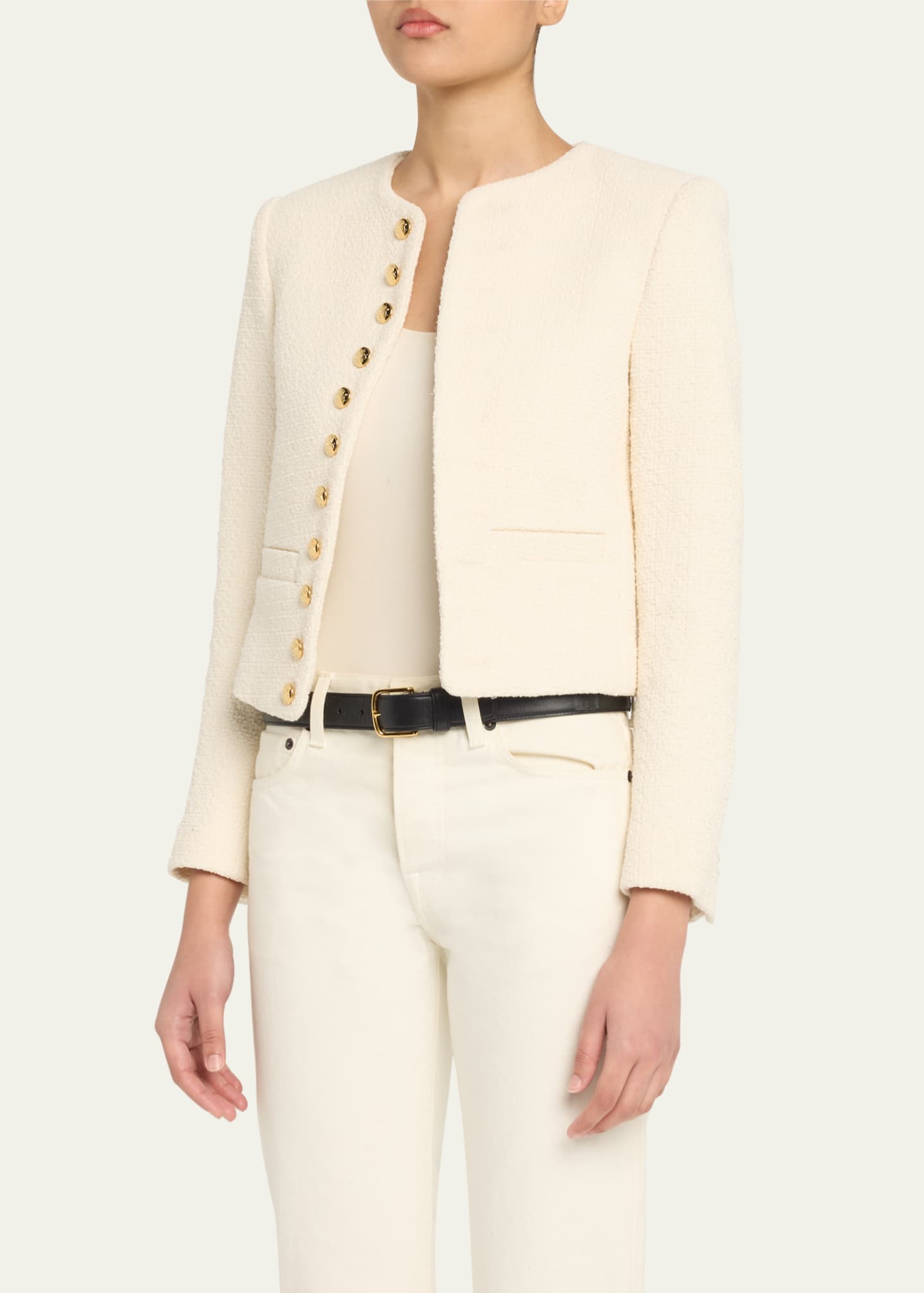 Nili Lotan Patti Open-Front Short Jacket Image 4 of 5