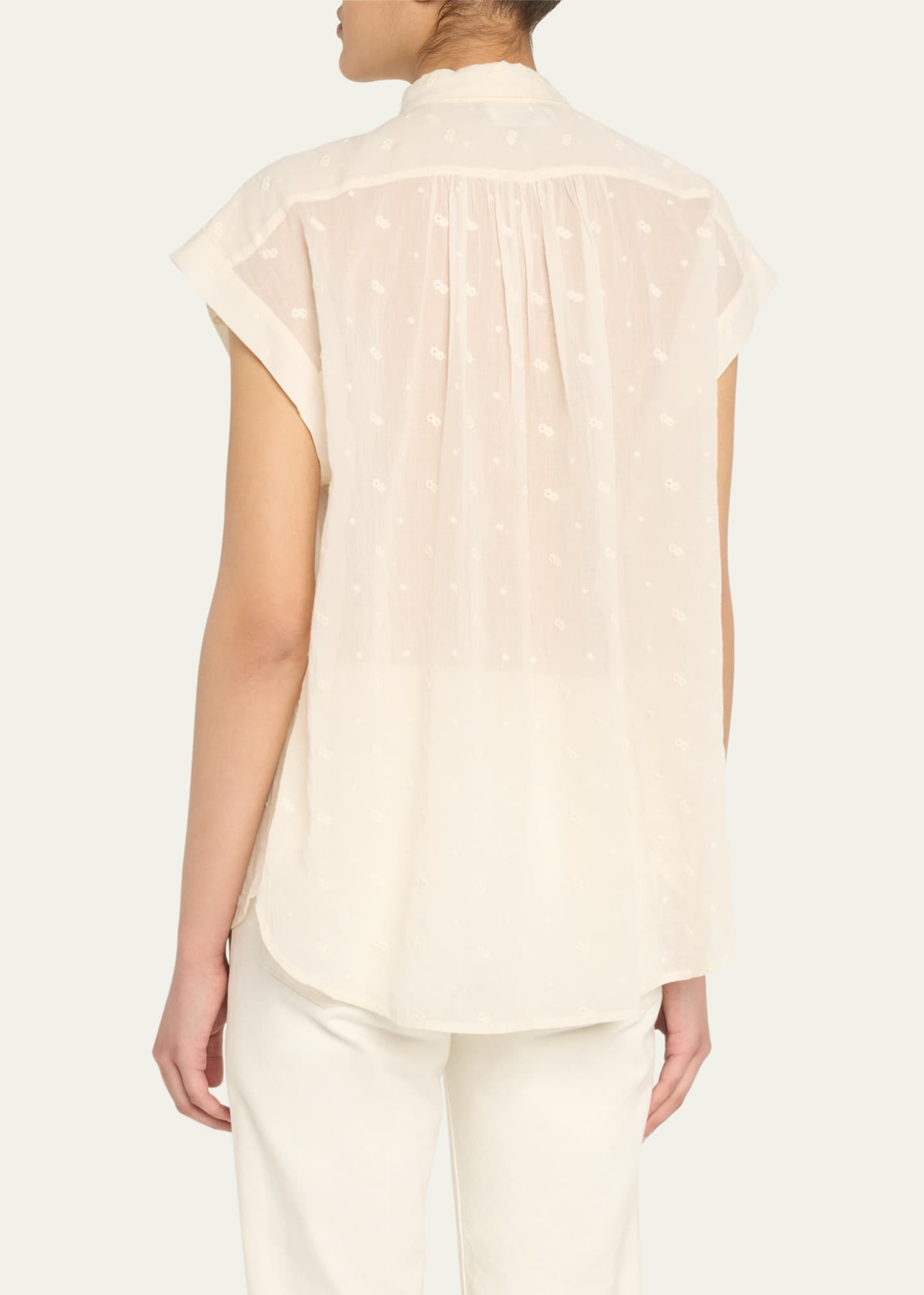 Nili Lotan Normandy Eyelet Shirring Blouse Image 3 of 5
