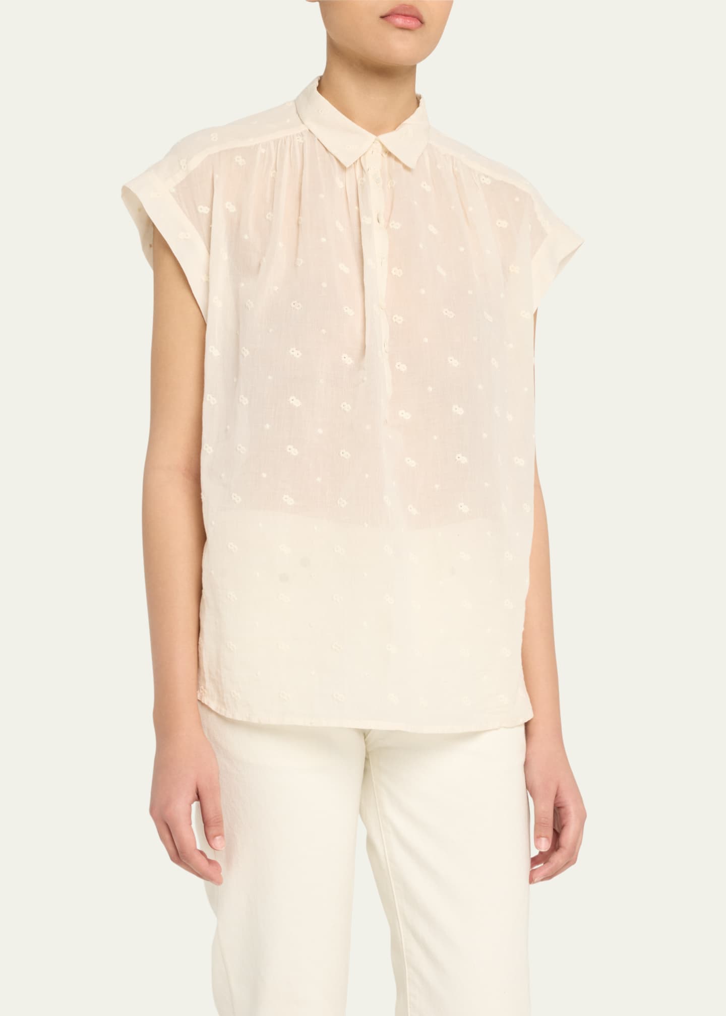 Nili Lotan Normandy Eyelet Shirring Blouse Image 4 of 5