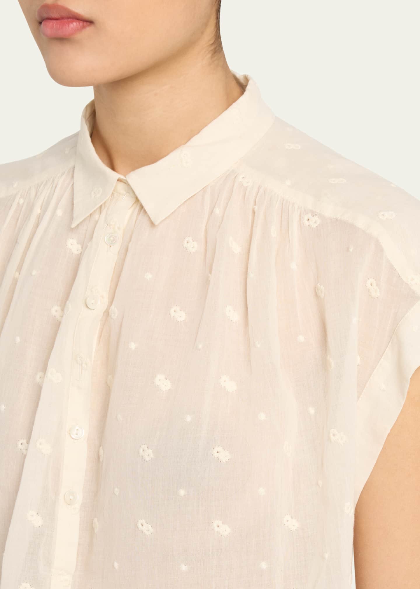 Nili Lotan Normandy Eyelet Shirring Blouse Image 5 of 5