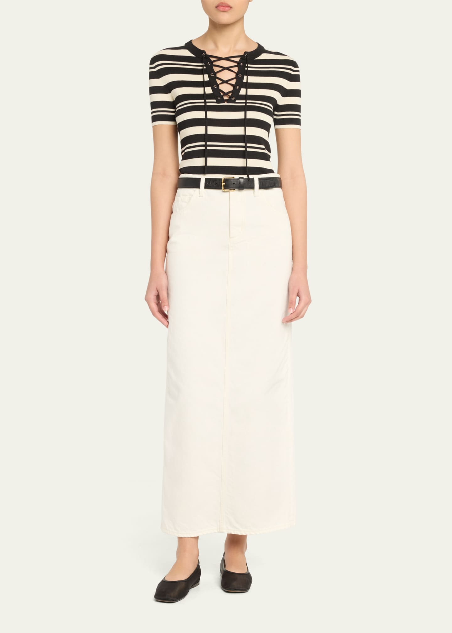 Nili Lotan Ozzy Long Denim Skirt Image 2 of 5