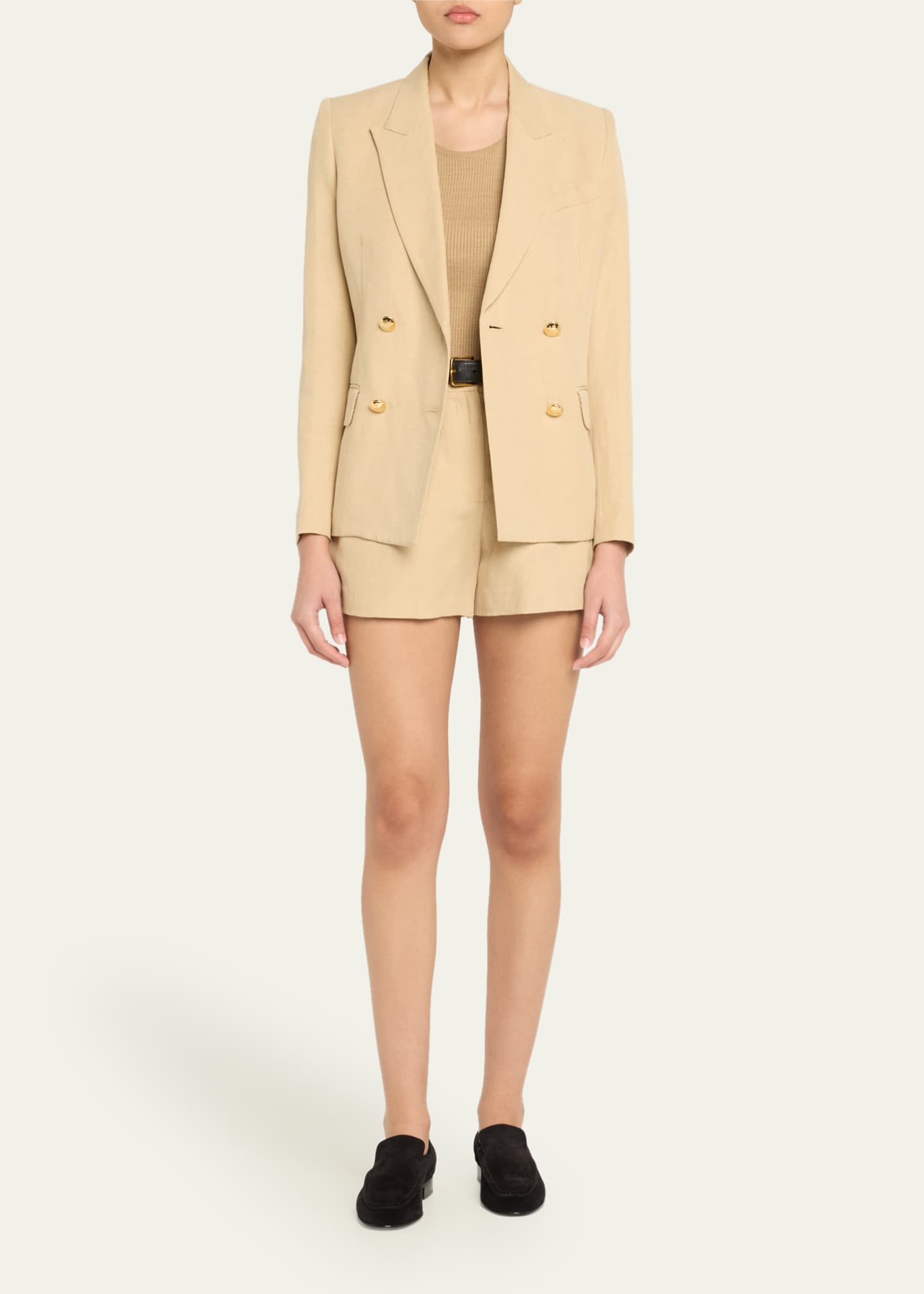 Nili Lotan Beatrice Pleated Linen Shorts Image 2 of 5