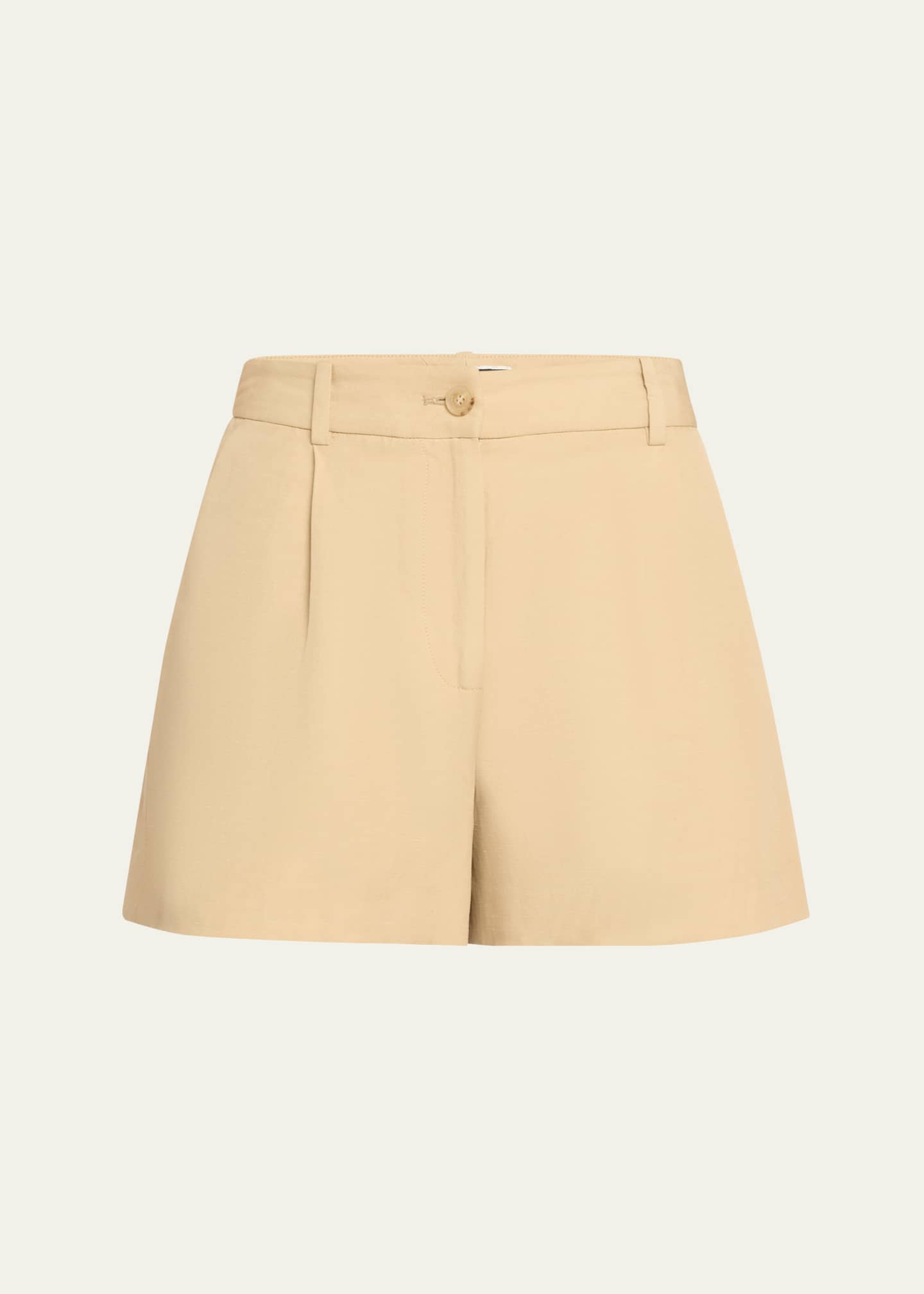 Nili Lotan Beatrice Pleated Linen Shorts Image 1 of 5