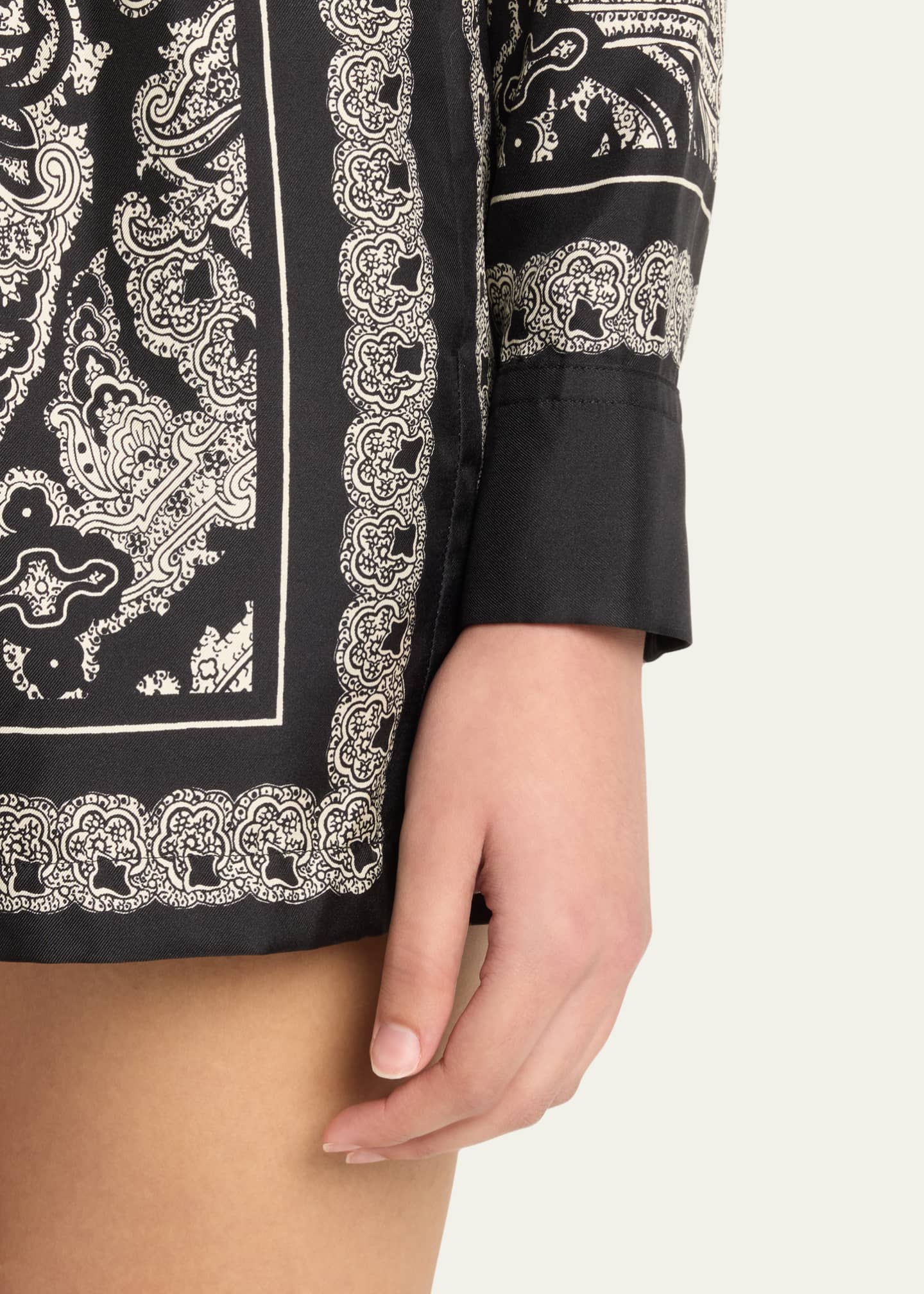 Nili Lotan Frances Paisley Drawstring Silk Shorts Image 5 of 5