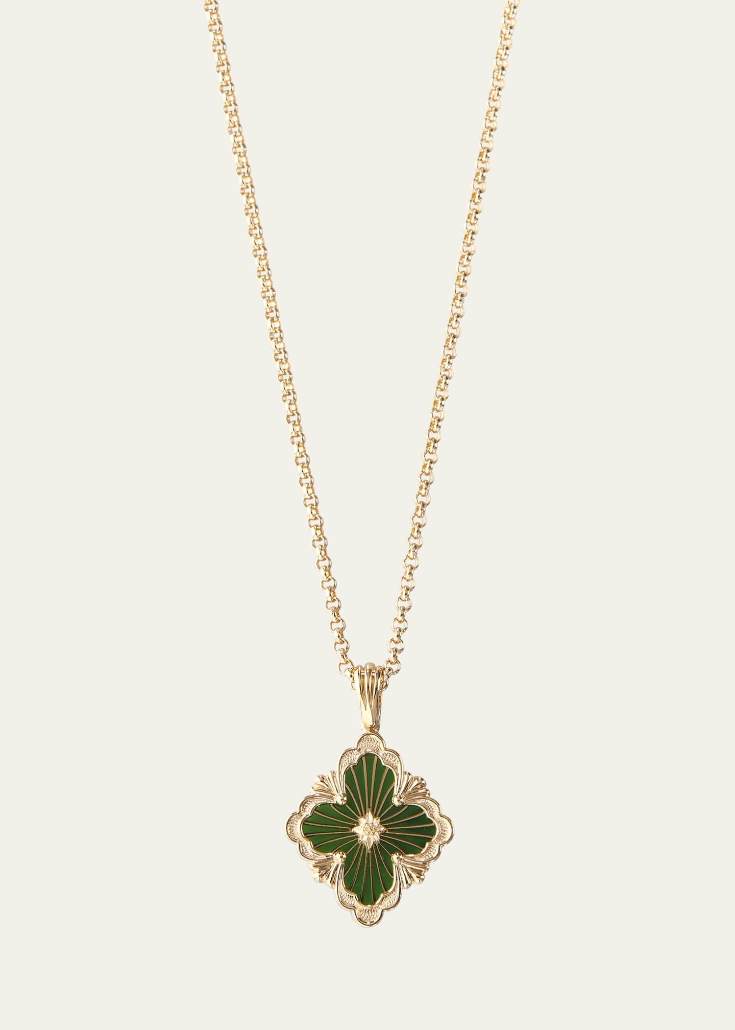 Opera Tulle Green Enamel Pendant Necklace in 18K Yellow Gold