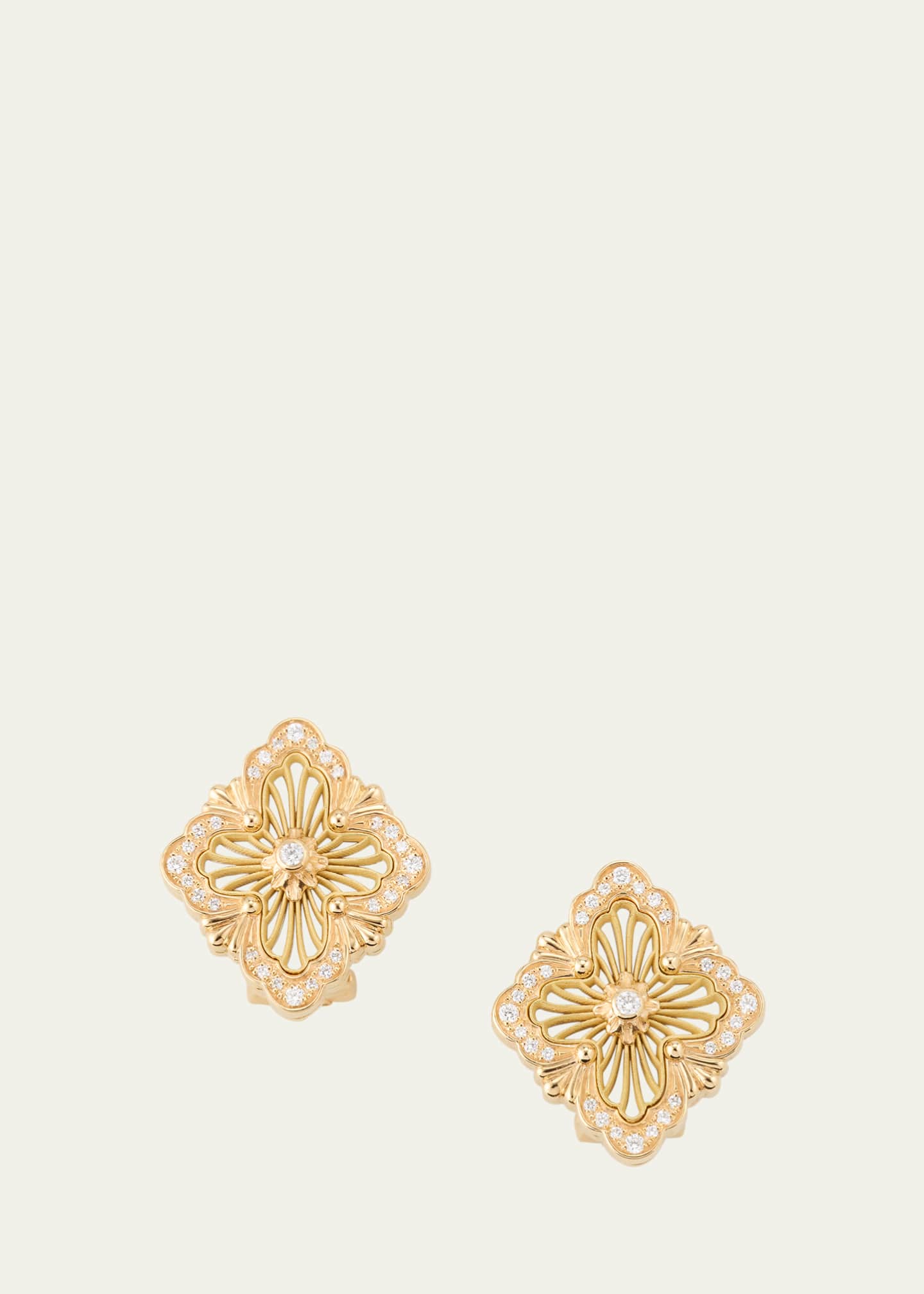 Buccellati Opera Tulle 18K Yellow Gold Diamond and MOP Button Earrings