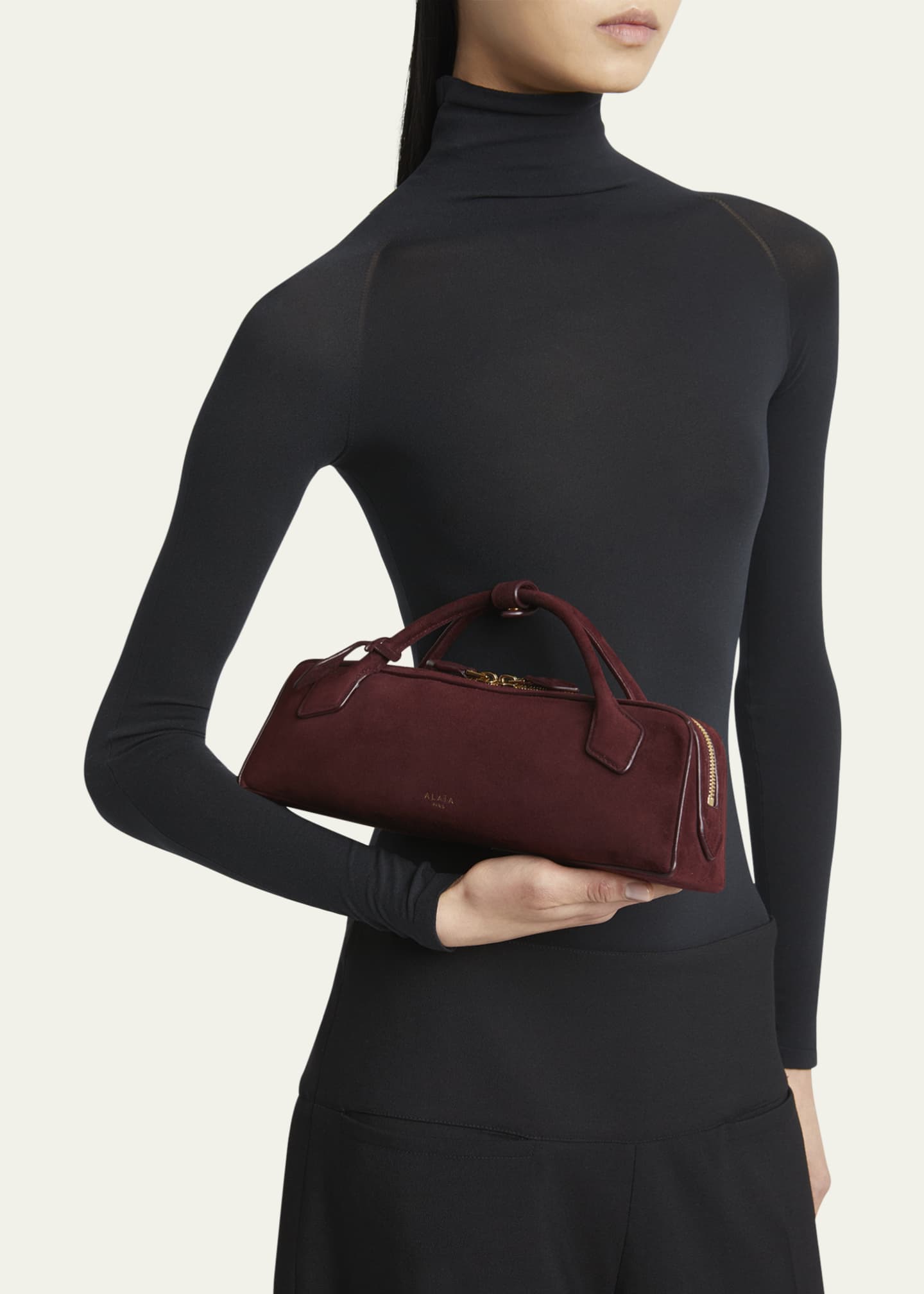ALAIA Teckel Top-Handle Bag in Suede and Leather Image 2 of 6