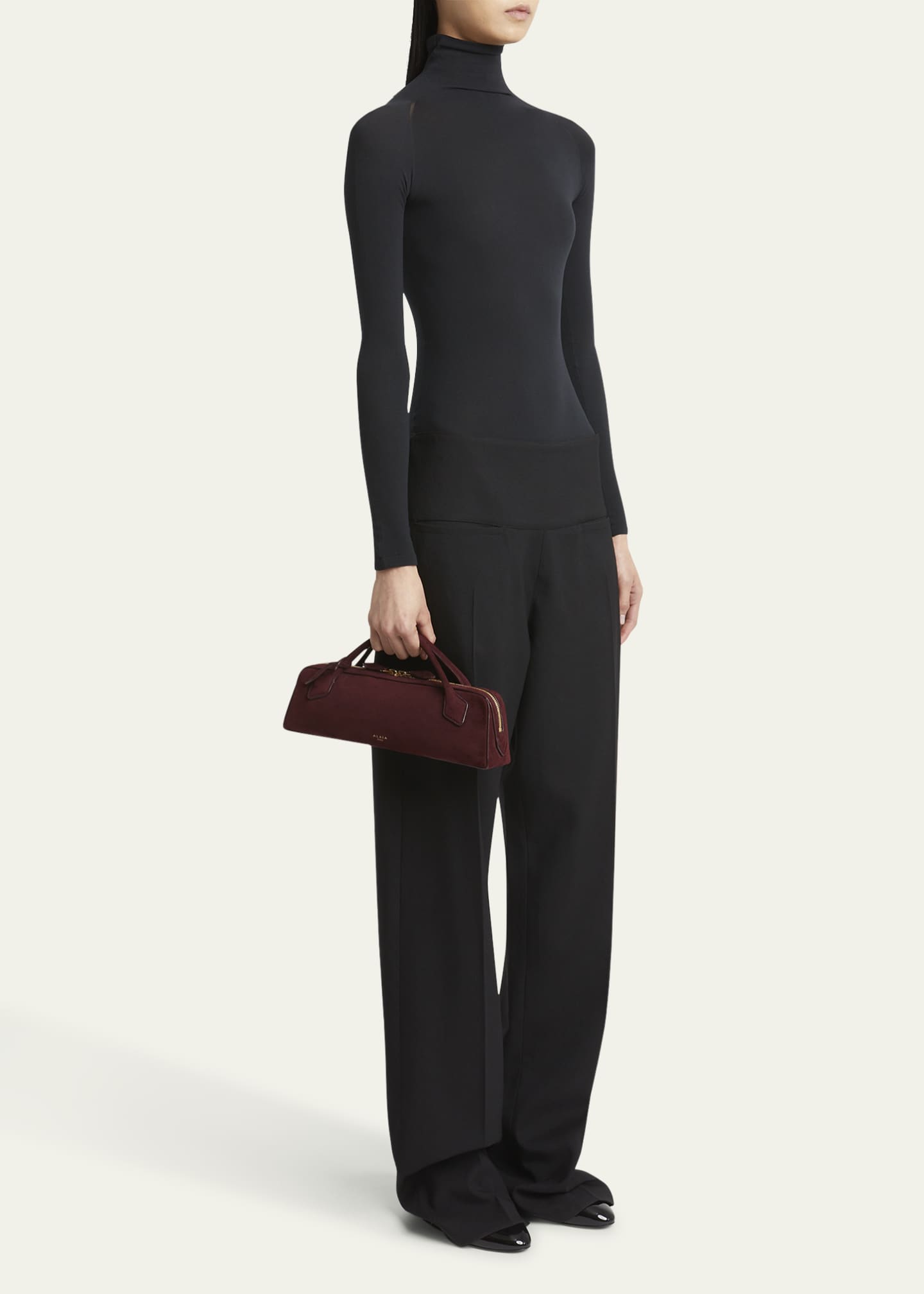 ALAIA Teckel Top-Handle Bag in Suede and Leather Image 5 of 6