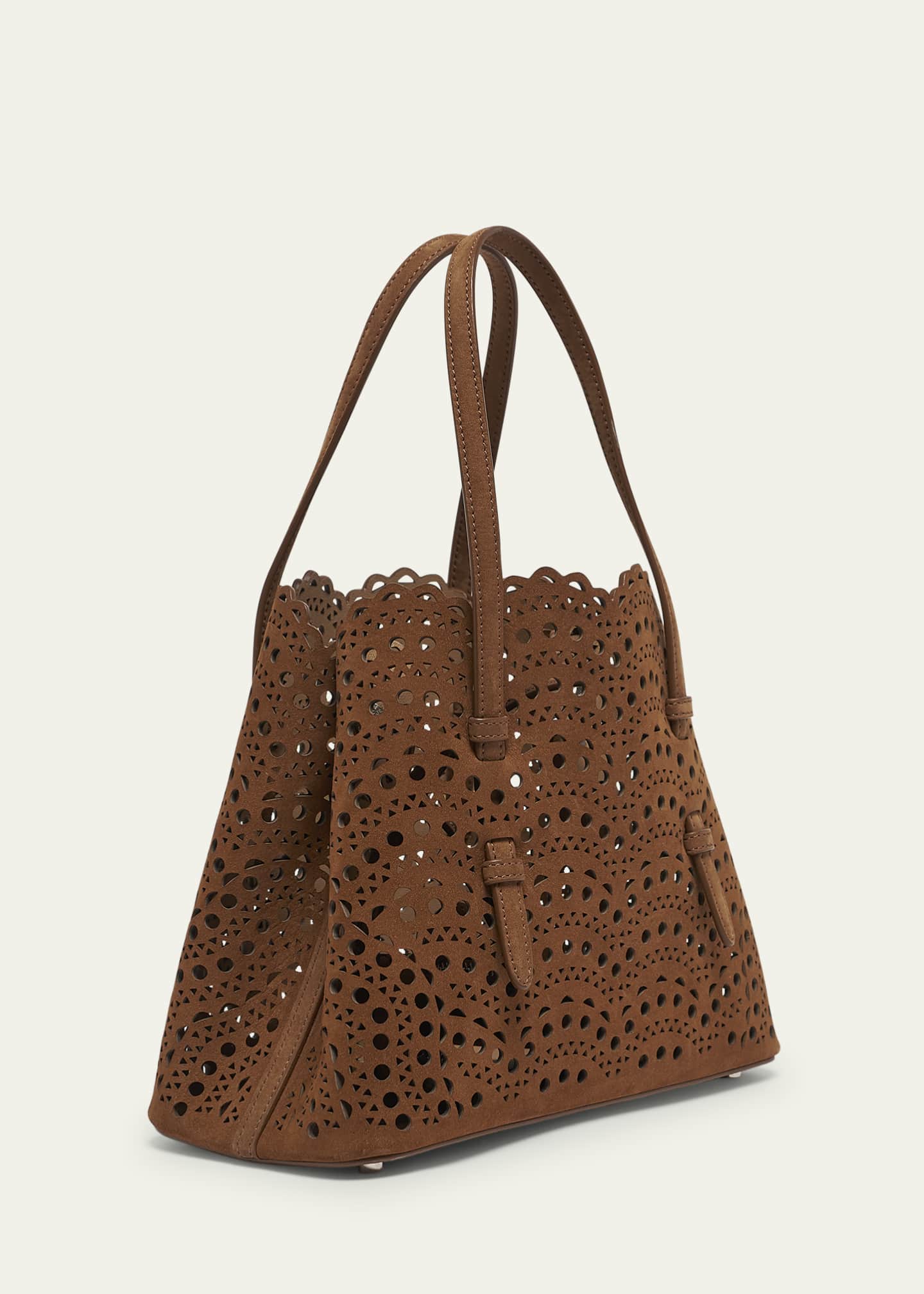 ALAIA Mina 25 Tote Bag in Perforated Nubuck Leather Image 3 of 6