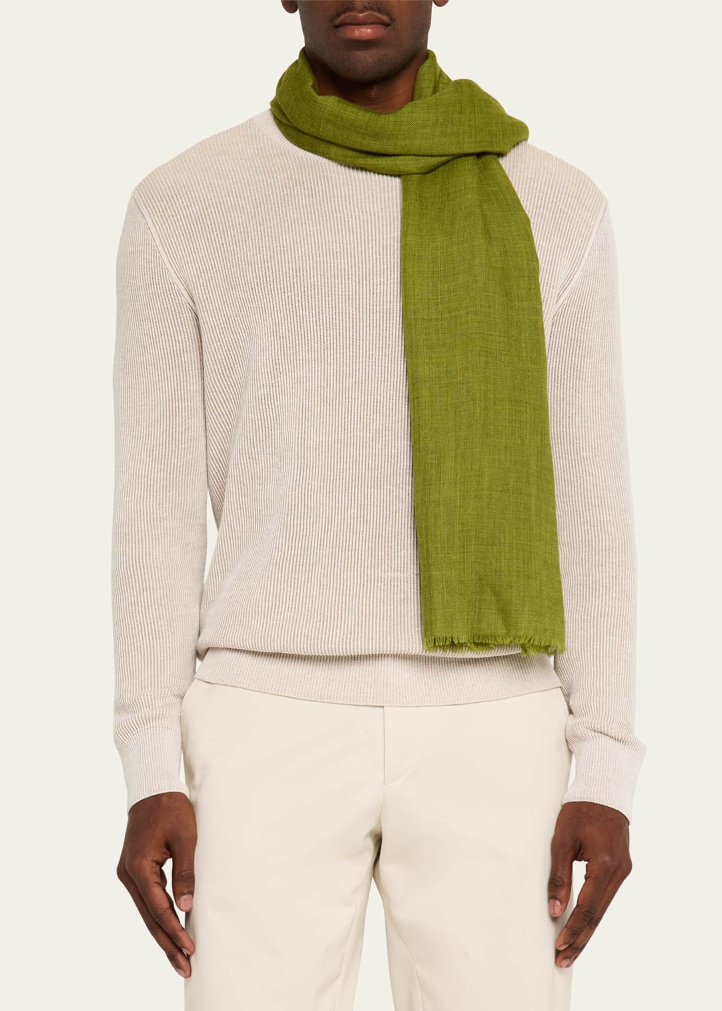 PIACENZA Men's Solid Cashmere Scarf Image 2 of 3