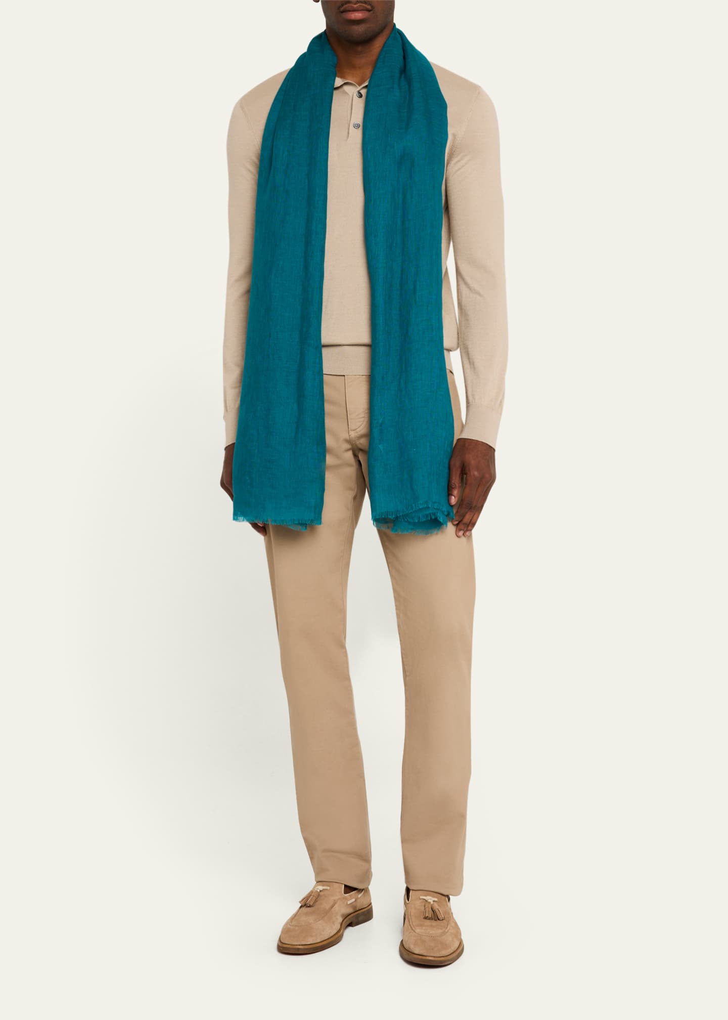 PIACENZA Men's Solid Linen Scarf Image 2 of 4