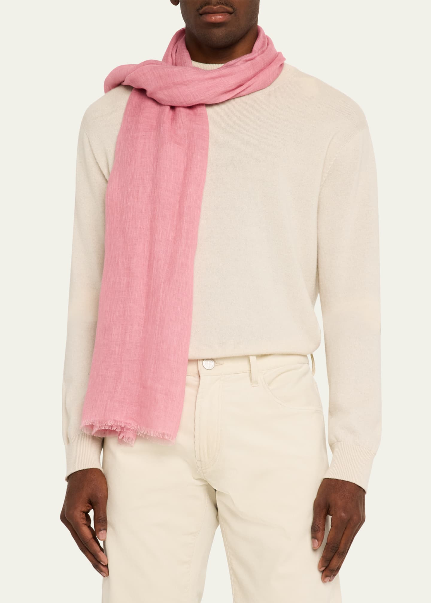 PIACENZA Men's Solid Linen Scarf Image 2 of 3