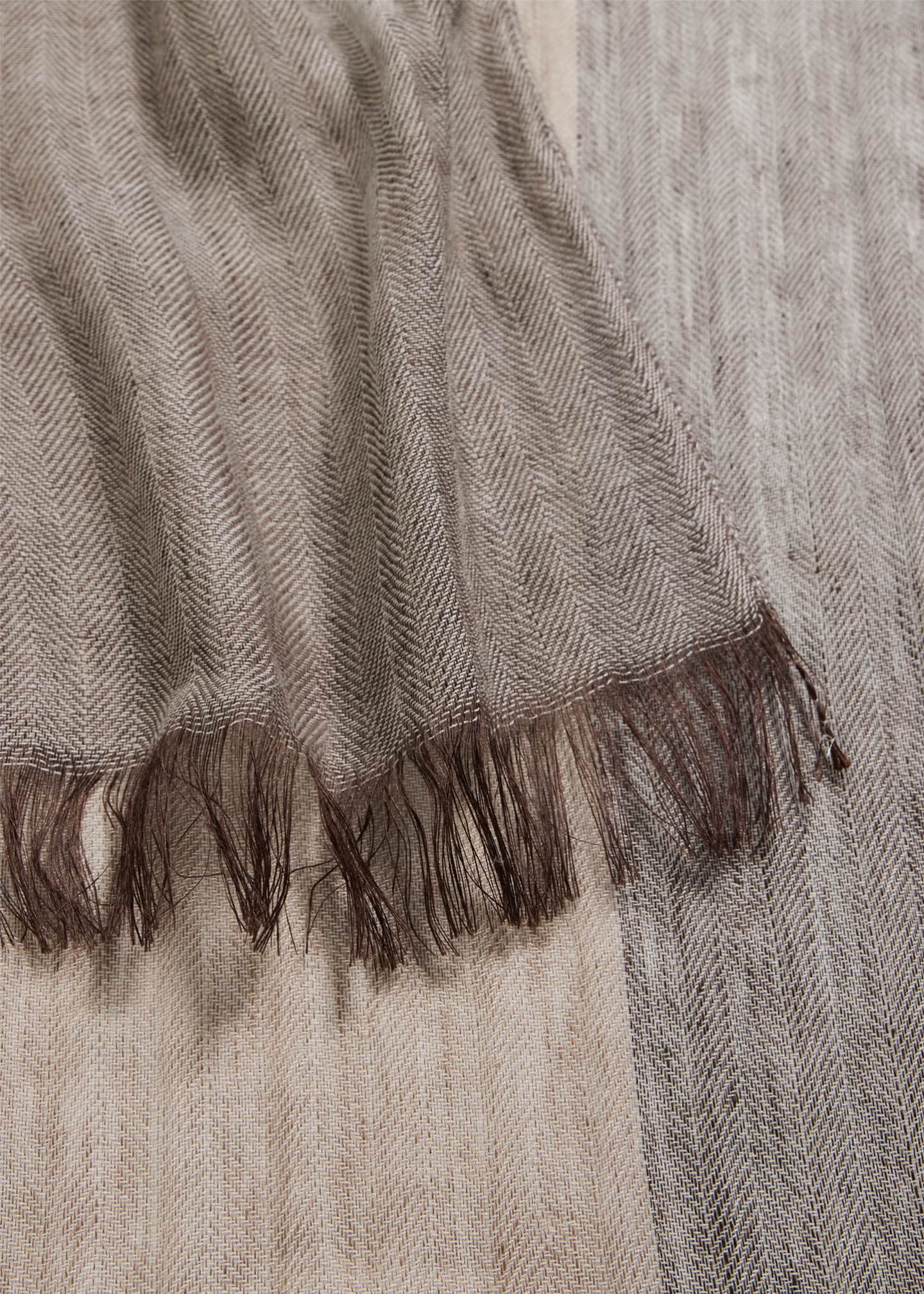 PIACENZA Men's Linen and Cashmere Stripe Scarf Image 3 of 3
