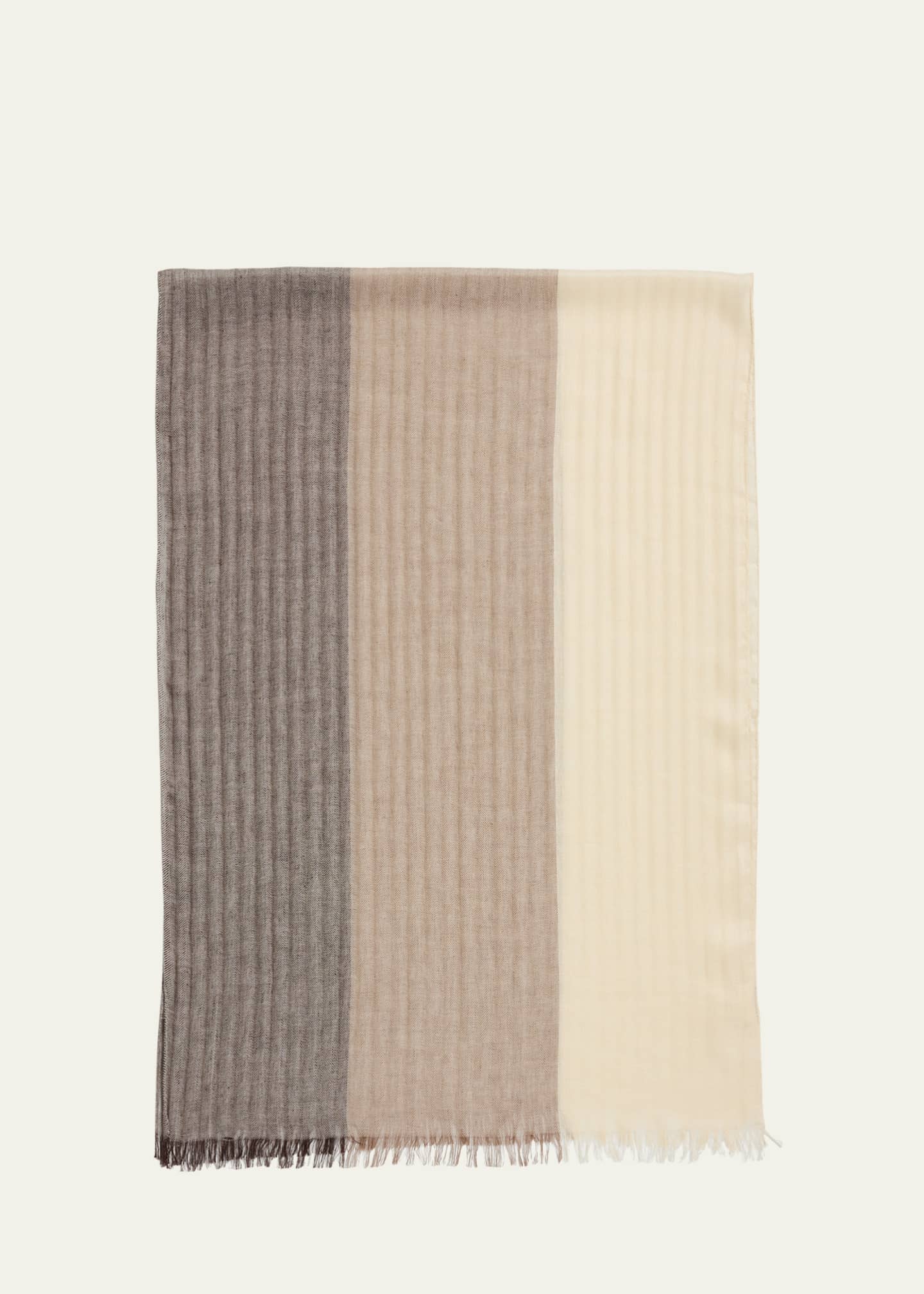PIACENZA Men's Linen and Cashmere Stripe Scarf Image 1 of 3