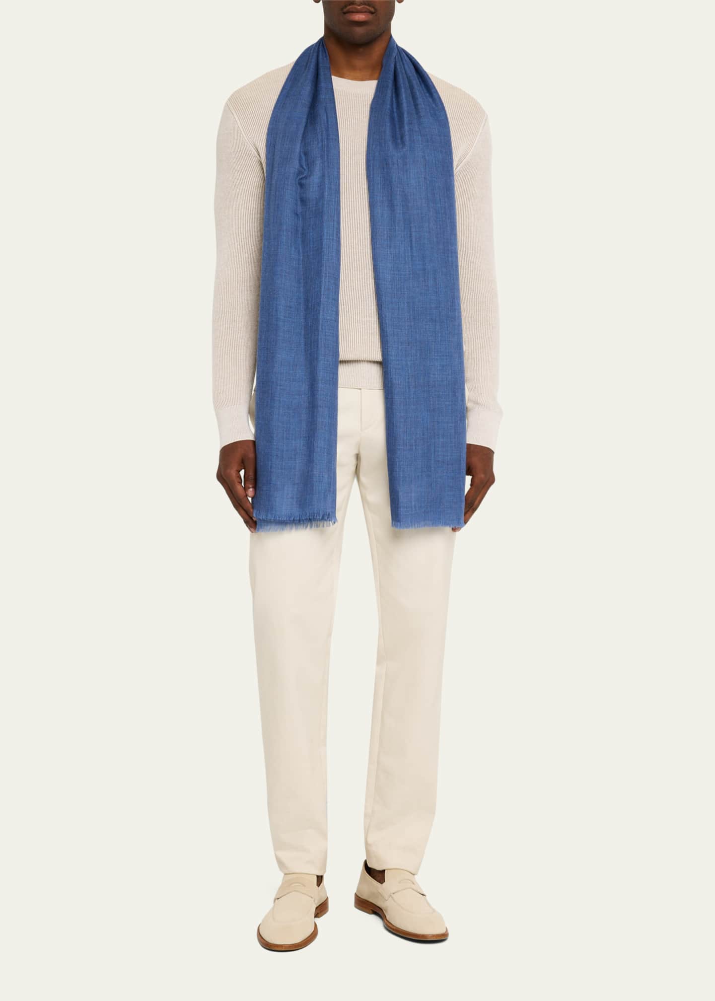 PIACENZA Men's Solid Cashmere Scarf Image 2 of 4