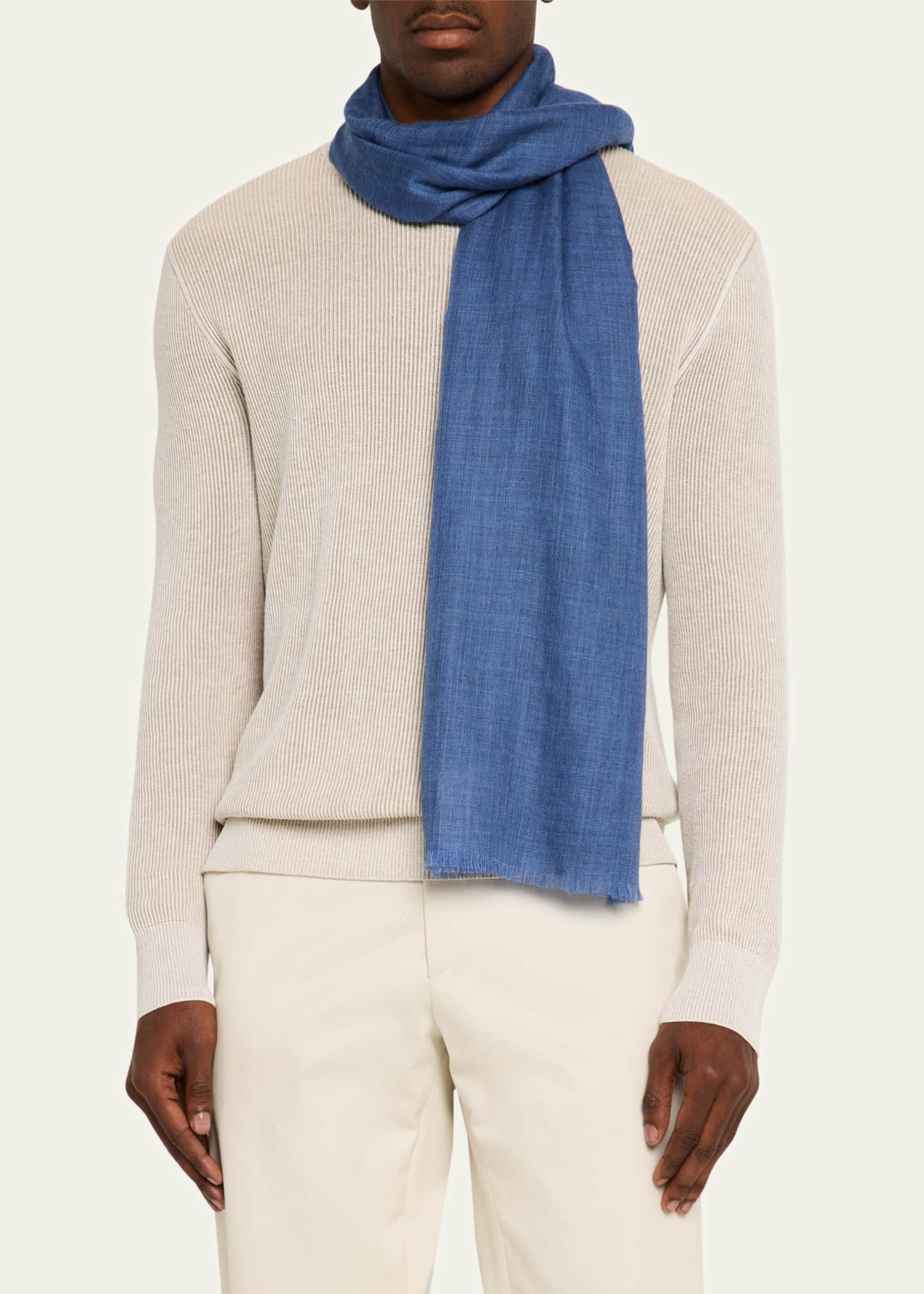 PIACENZA Men's Solid Cashmere Scarf Image 3 of 4