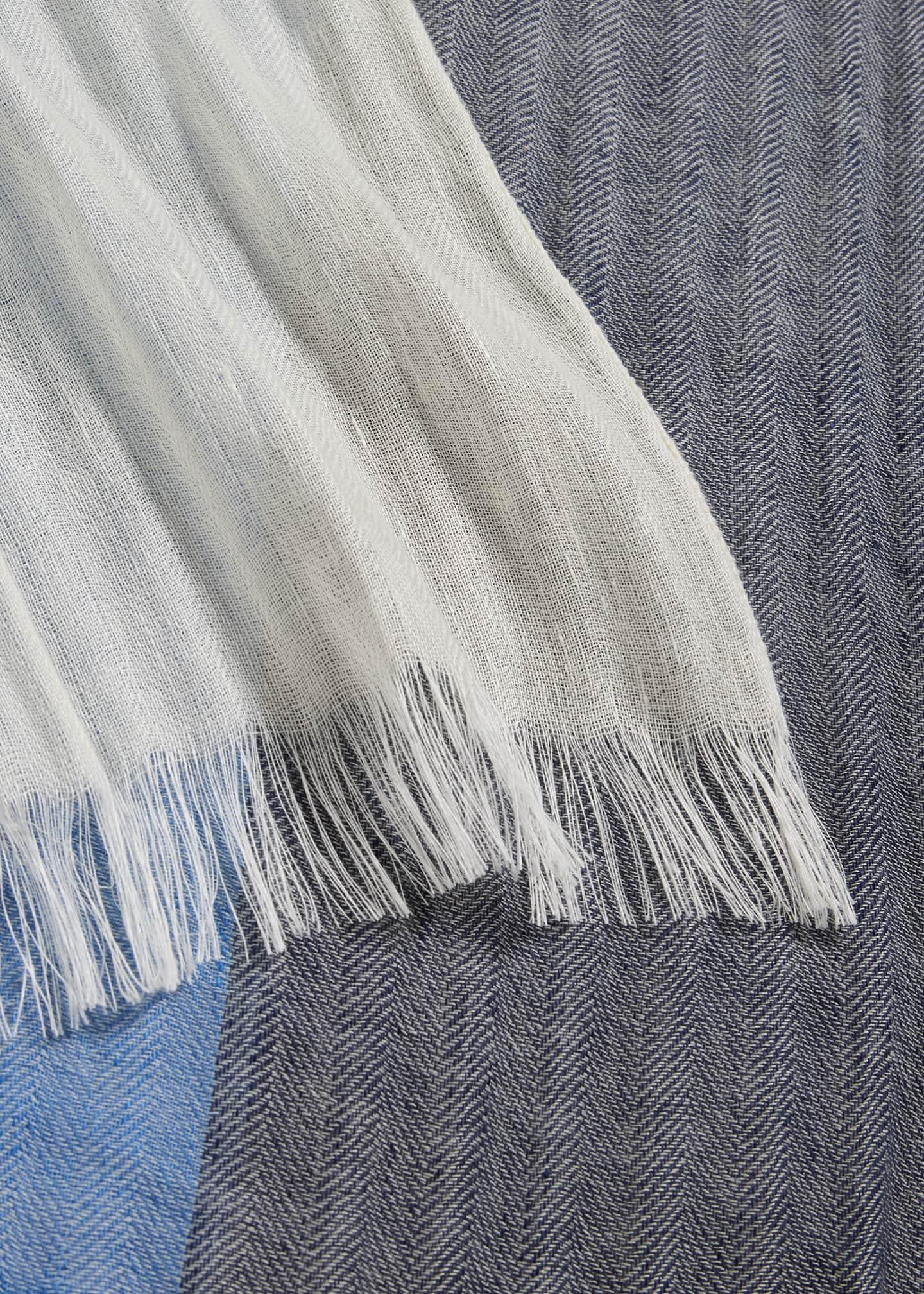 PIACENZA Men's Linen and Cashmere Stripe Scarf Image 4 of 4