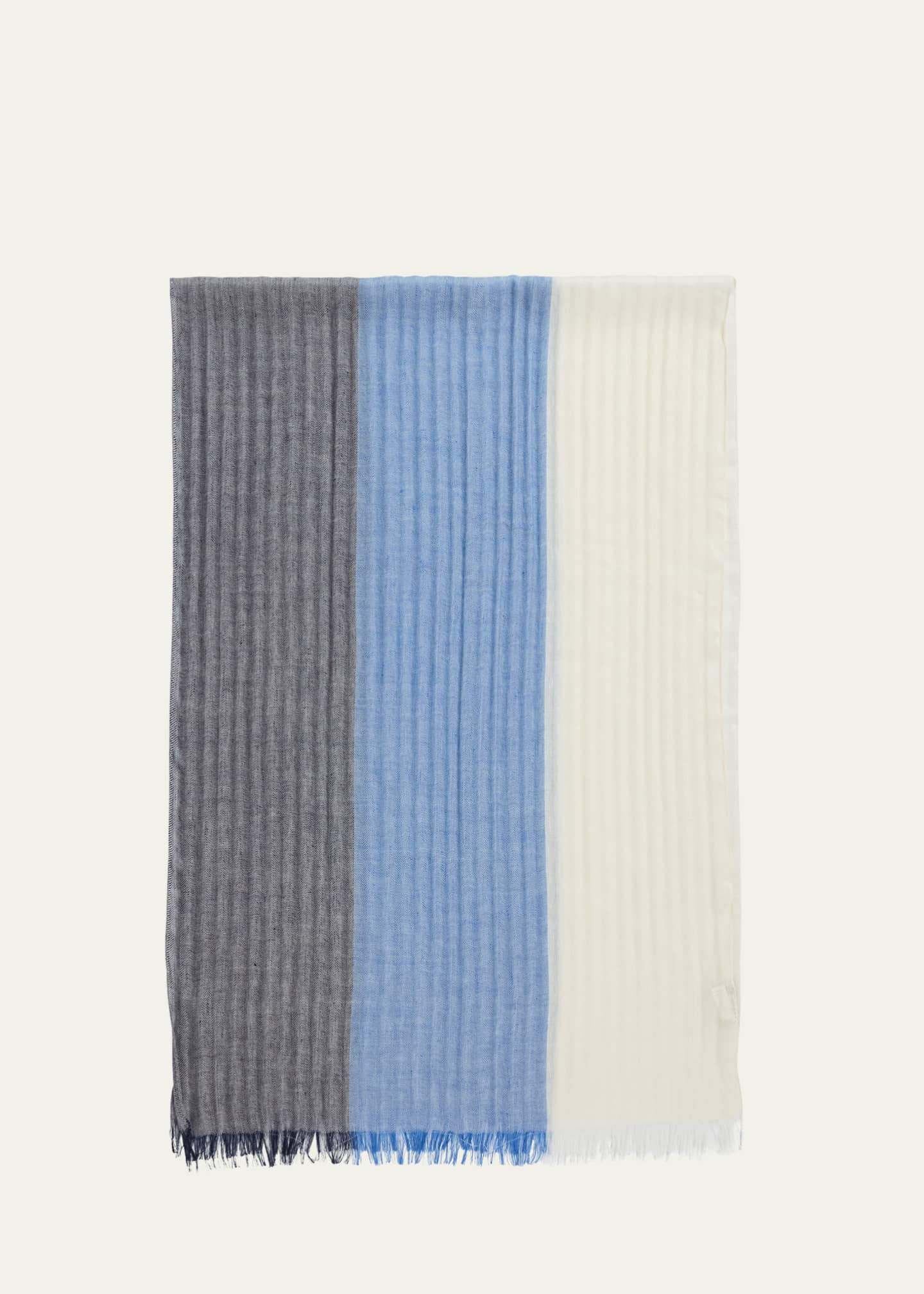 PIACENZA Men's Linen and Cashmere Stripe Scarf Image 1 of 4