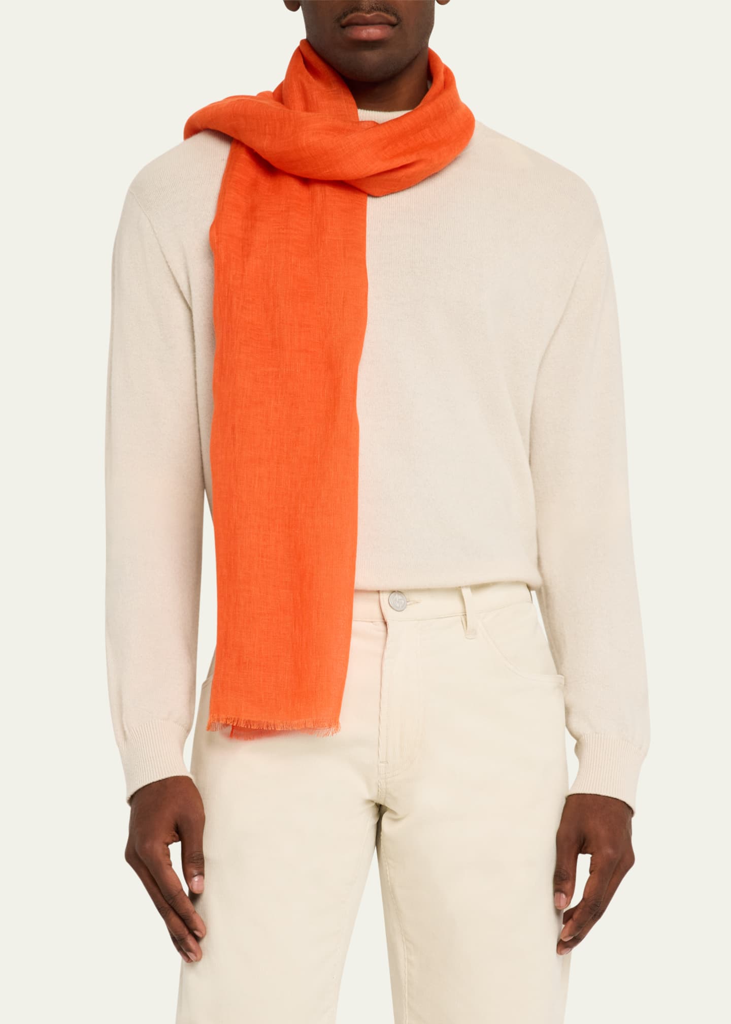 PIACENZA Men's Solid Linen Scarf Image 2 of 3