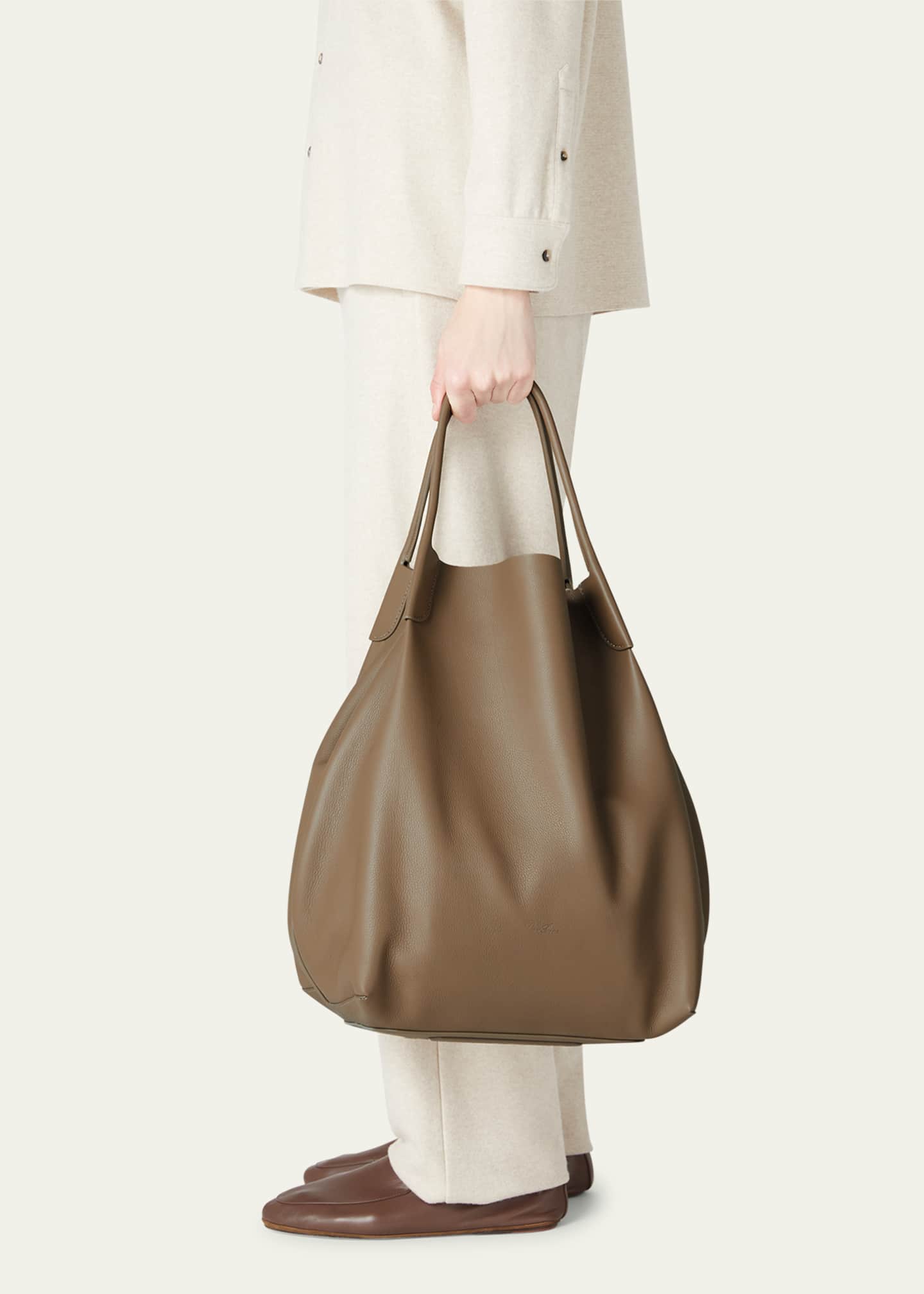 Loro Piana Bale Leather Hobo Bag Image 2 of 4