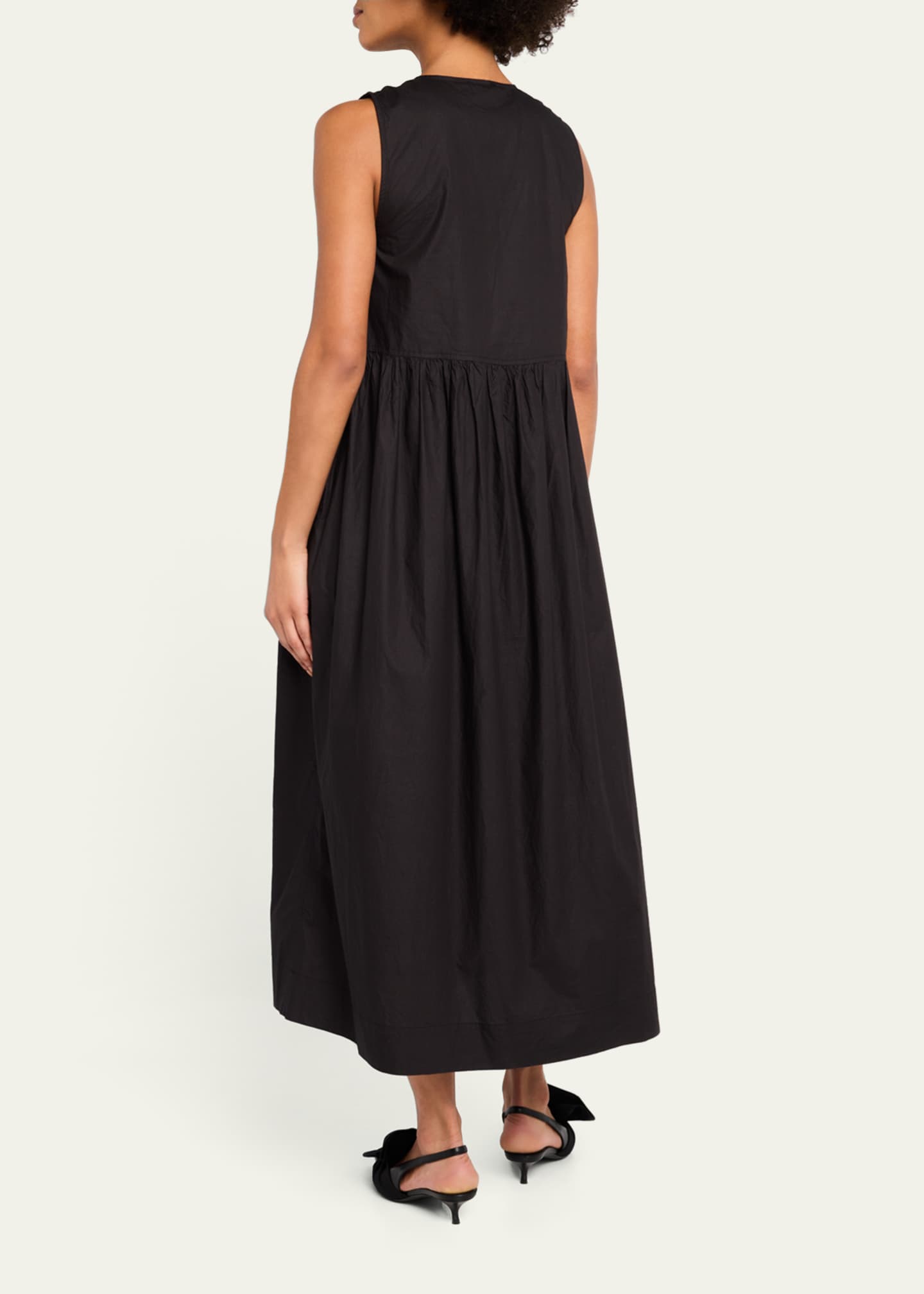 Ganni Tie-Front Cotton Poplin Midi Dress Image 3 of 5
