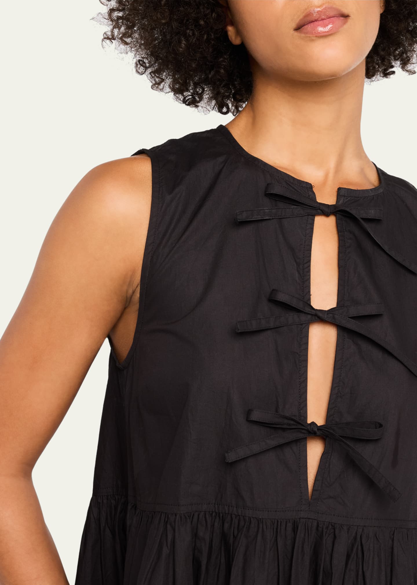 Ganni Tie-Front Cotton Poplin Midi Dress Image 5 of 5