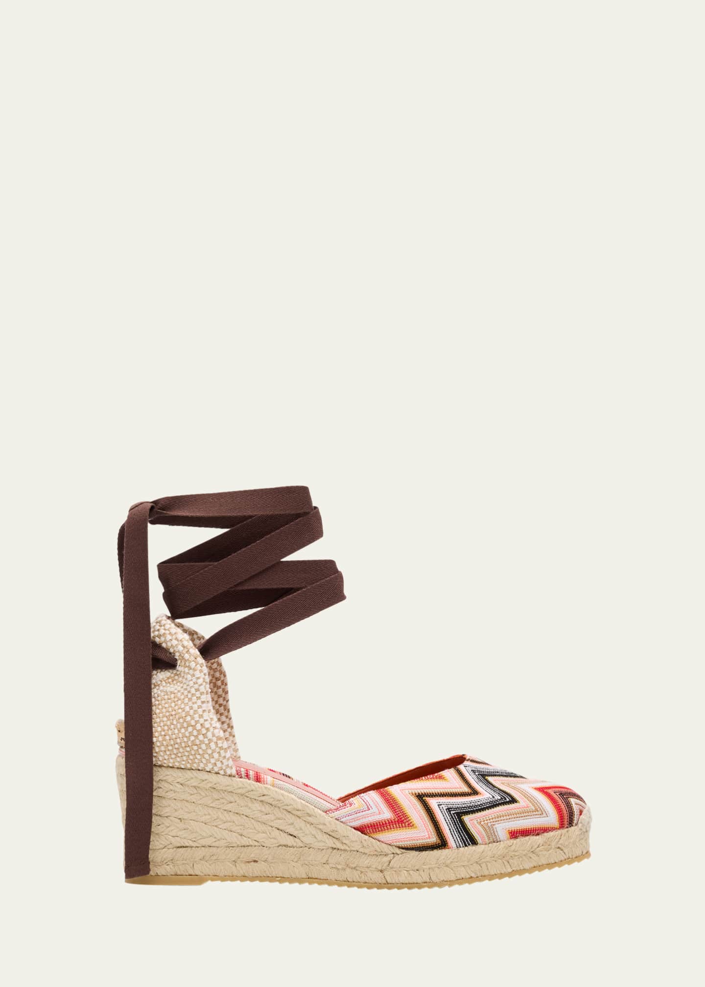 Eva Multi Chevron Ankle-Wrap Espadrilles