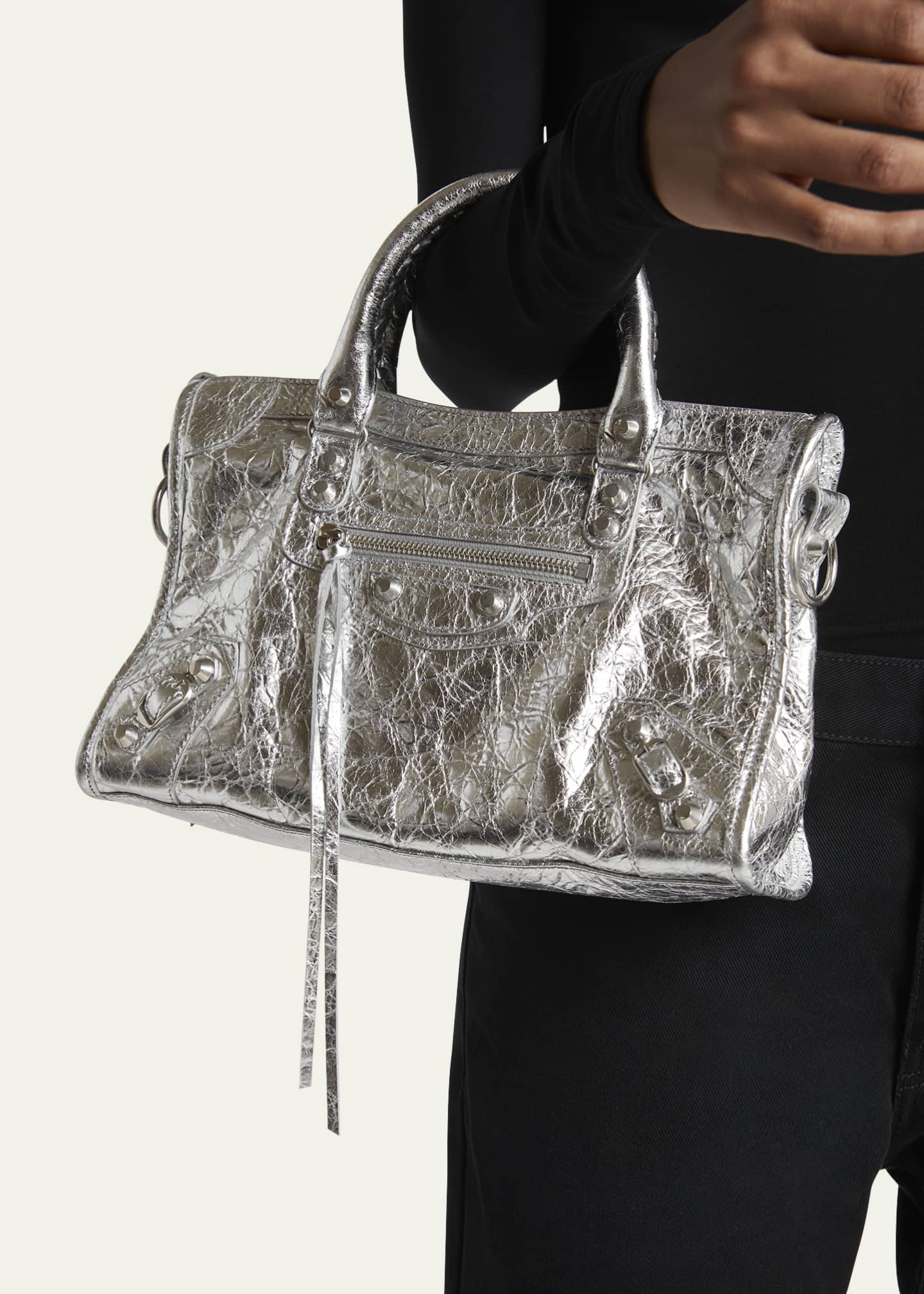 Balenciaga Le City Small Metallic Leather Tote Bag Image 2 of 5