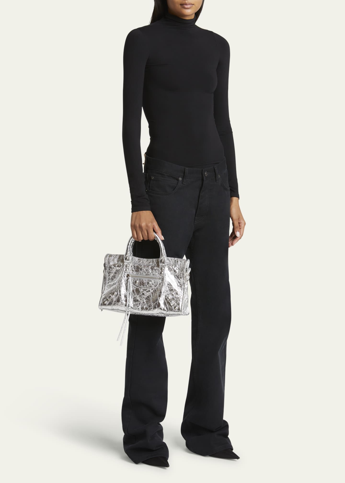 Balenciaga Le City Small Metallic Leather Tote Bag Image 5 of 5