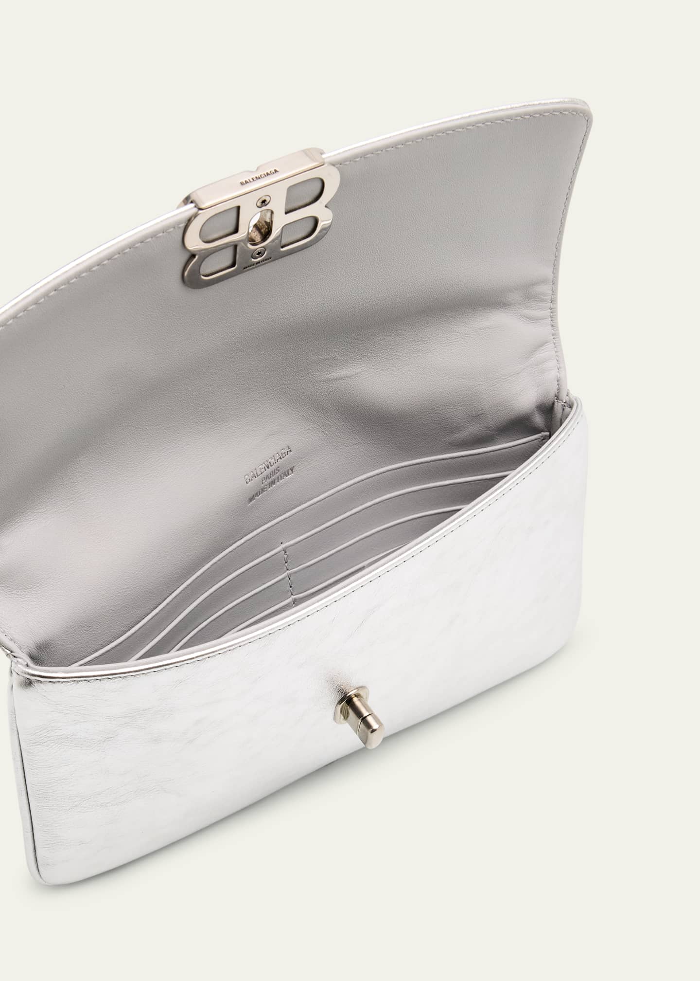 Balenciaga BB Soft Metallic Leather Wallet on Chain Image 4 of 6