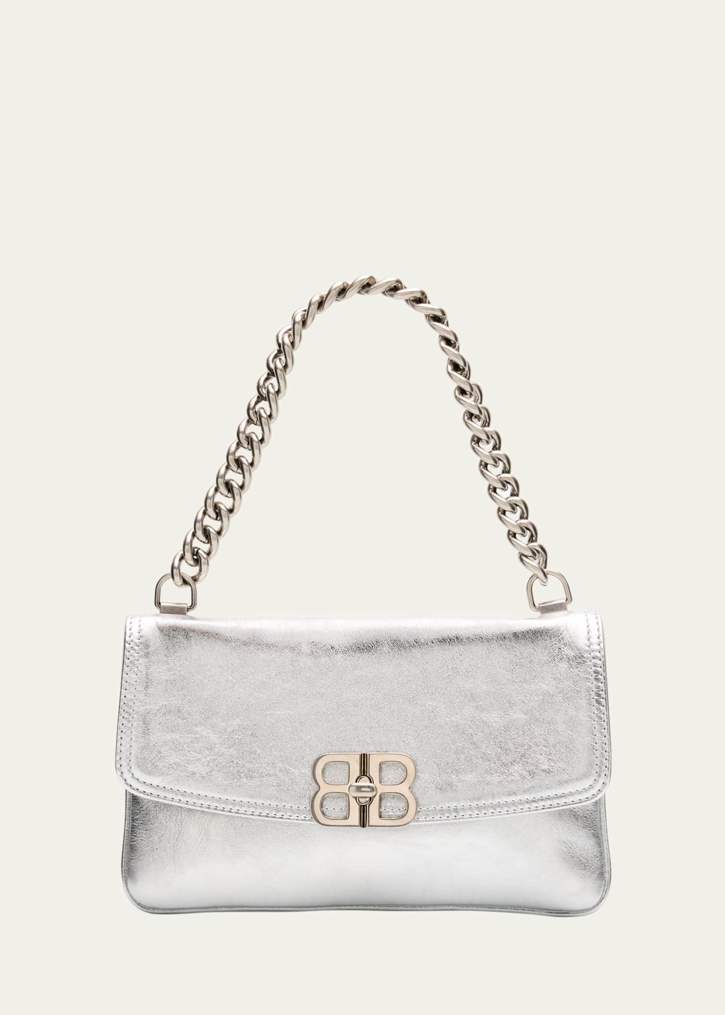 Balenciaga BB Soft Metallic Leather Wallet on Chain Image 1 of 6