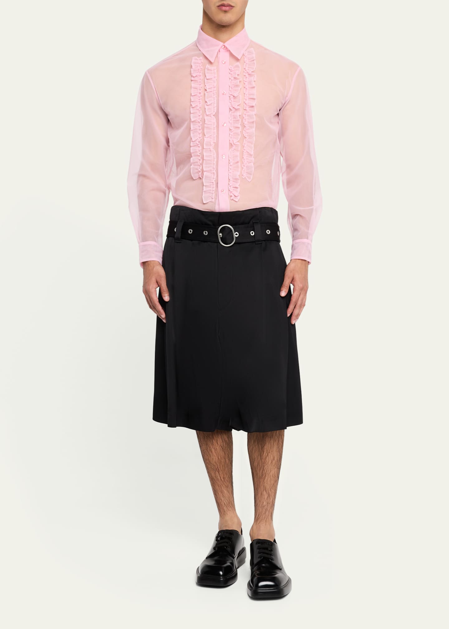 Simone Rocha Men's Sheer Shirt with Ruffle Bib Image 2 of 5