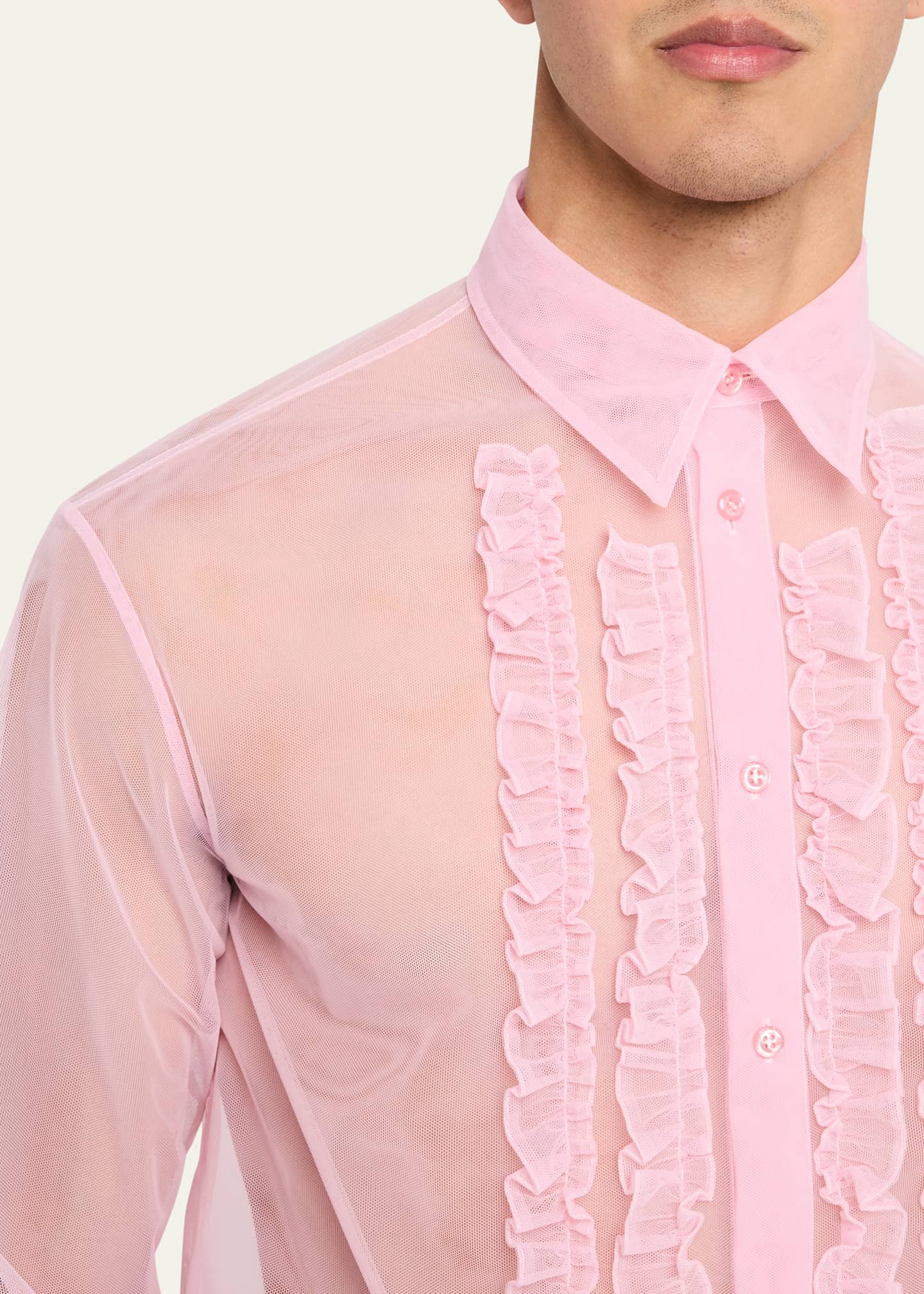 Simone Rocha Men's Sheer Shirt with Ruffle Bib Image 5 of 5