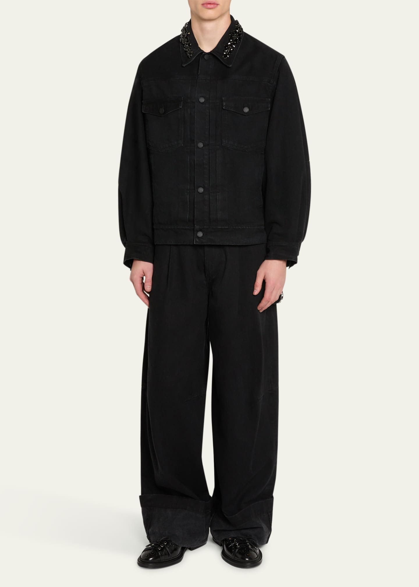 Simone Rocha Men's Embellished Denim Jacket Image 2 of 5