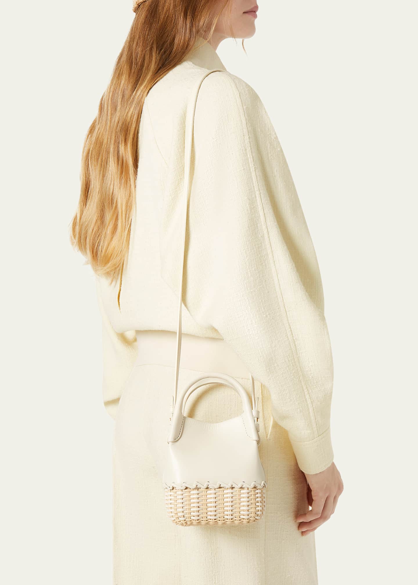 Loro Piana Bale Micro Braided Wicker & Leather Shoulder Bag Image 2 of 5