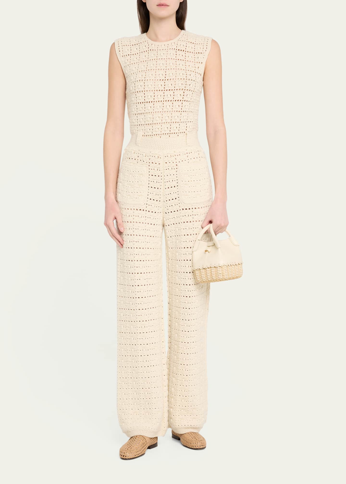 Loro Piana Bale Micro Braided Wicker & Leather Shoulder Bag Image 4 of 5