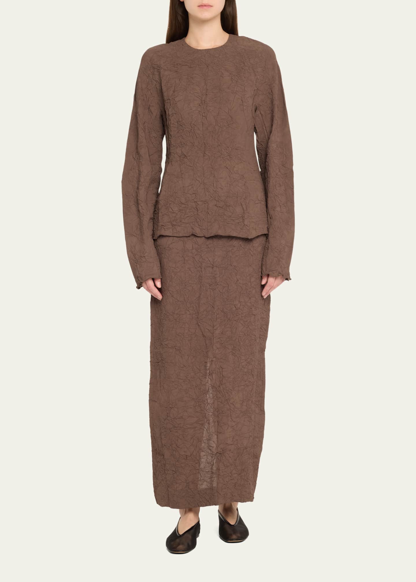 TEURN STUDIOS Crinkle Mid-Length Straight Skirt Image 2 of 5